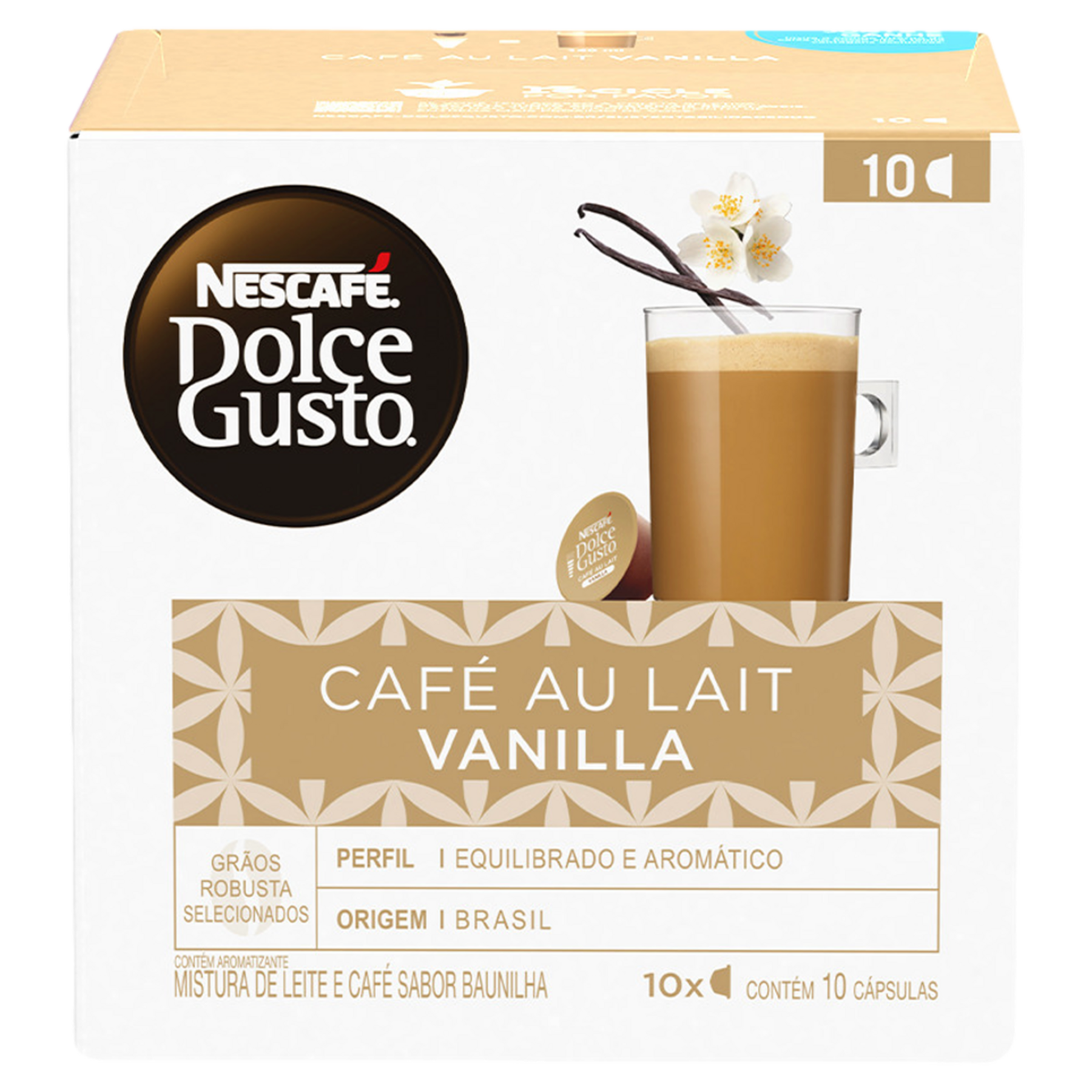 Caf&eacute; au Lait em C&aacute;psula Vanilla Nescaf&eacute; Dolce Gusto Caixa C/10 Unidades