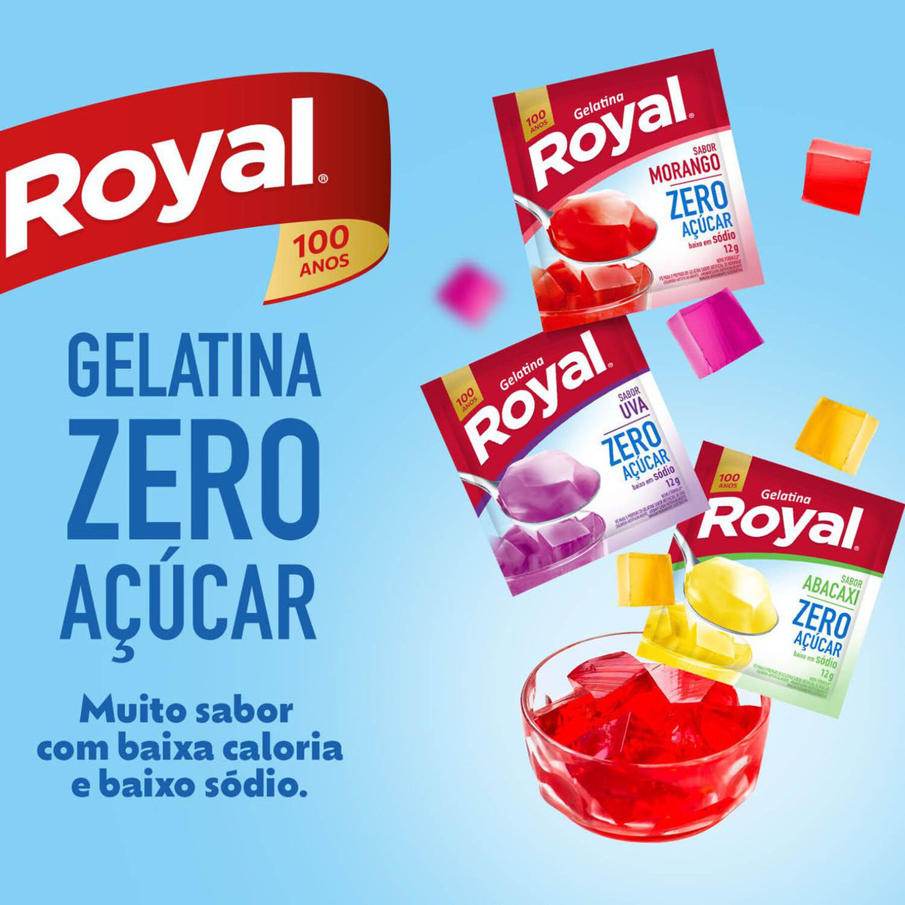 Gelatina em Pó Framboesa Zero Açúcar Royal Pacote 12g
