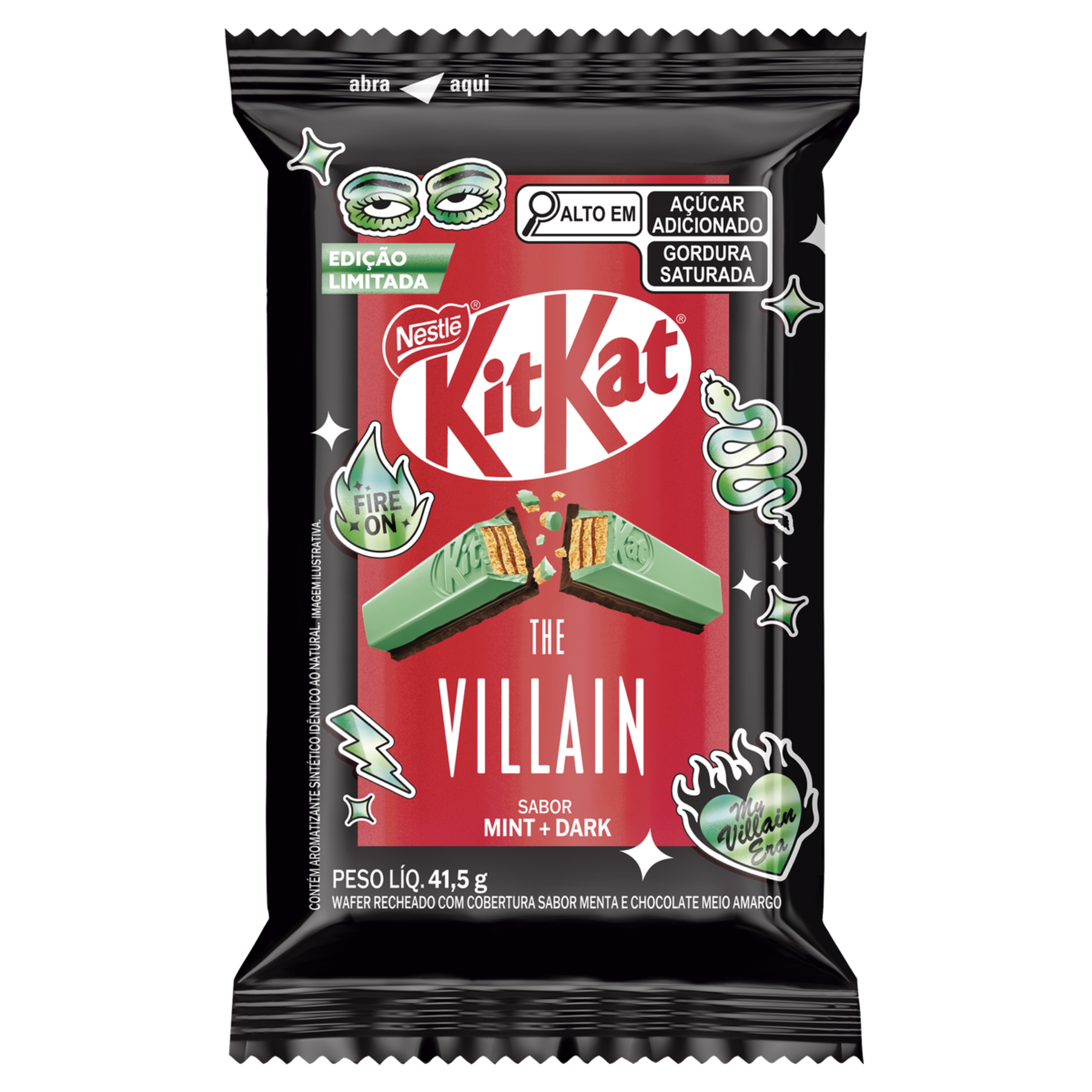 Wafer Cobertura Mint e Dark The Villain Kitkat Pacote 41,5g