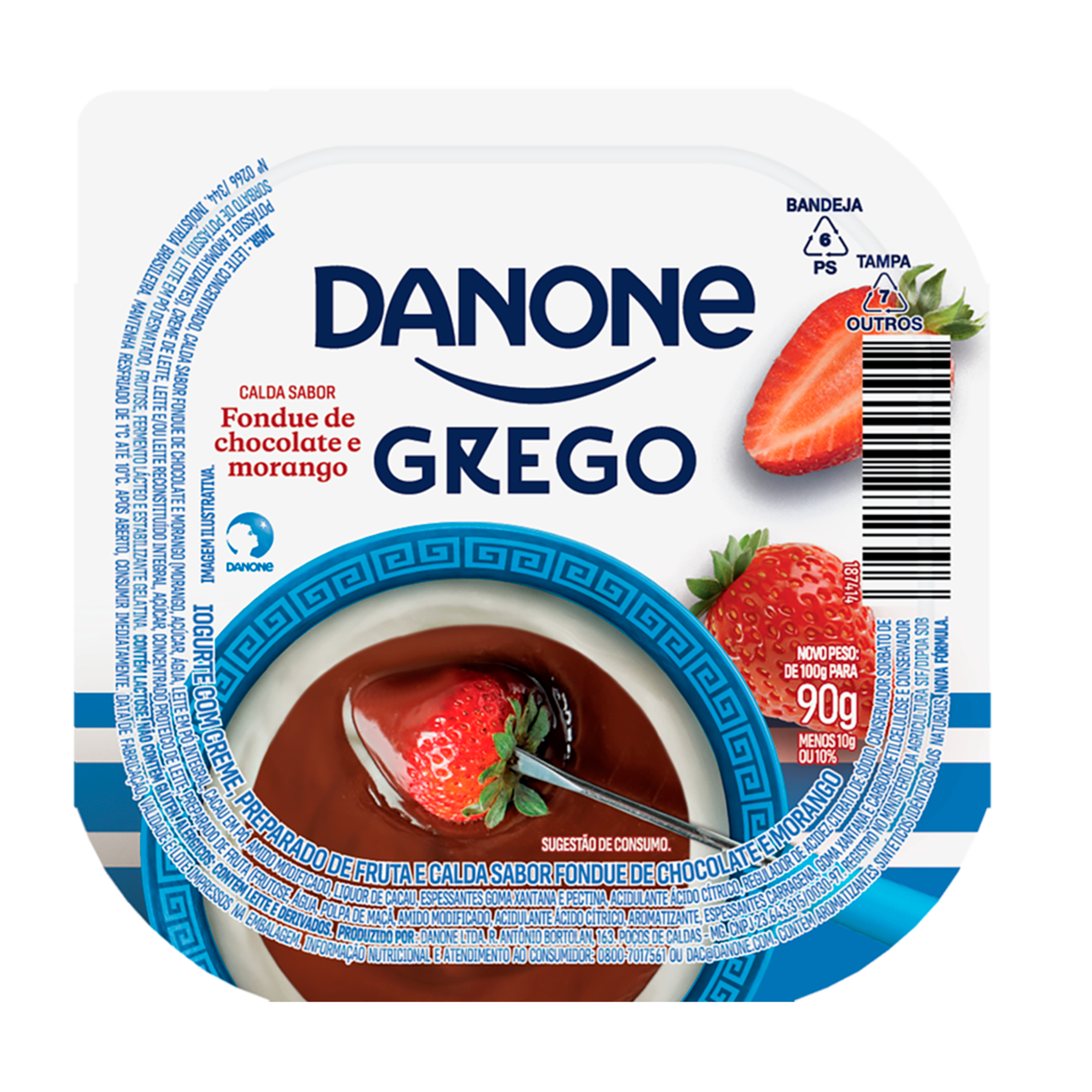 Iogurte Grego Calda Fondue de Chocolate e Morango Danone Pote 90g