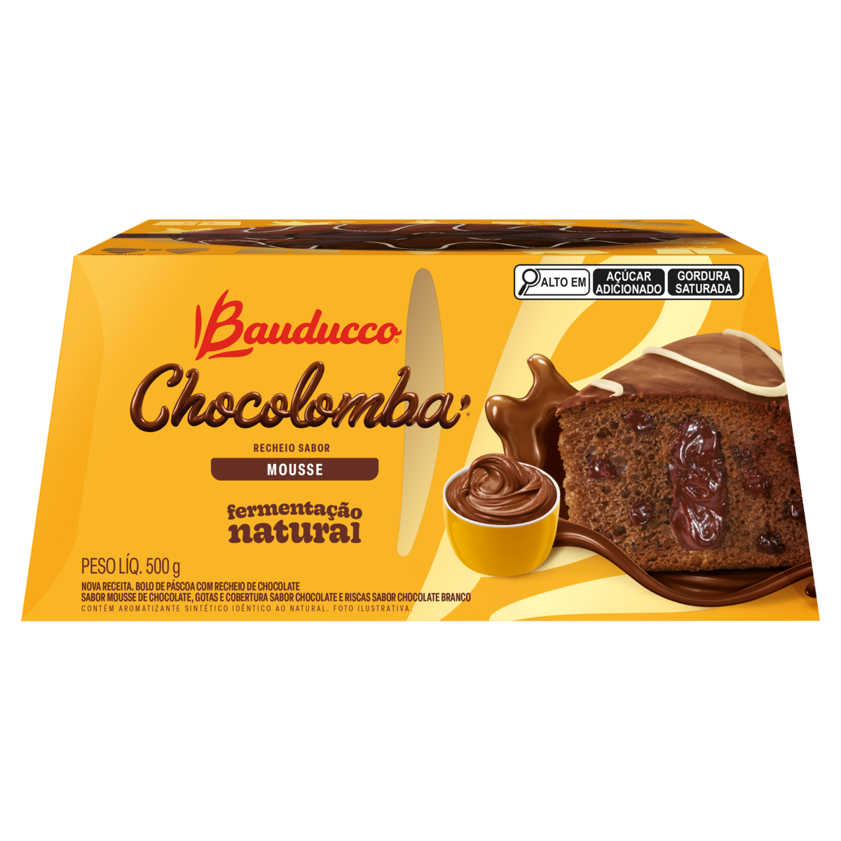 Chocolomba Recheio Mousse com Cobertura e Gotas de Chocolate Bauducco Caixa 500g