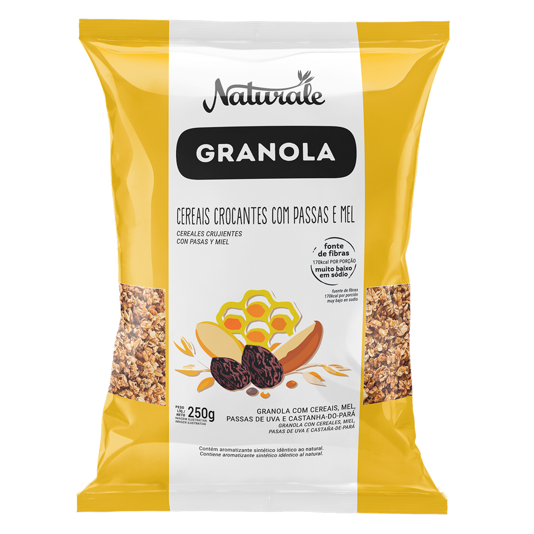 Granola Cereais Crocantes com Passas e Mel Naturale Pacote 250g