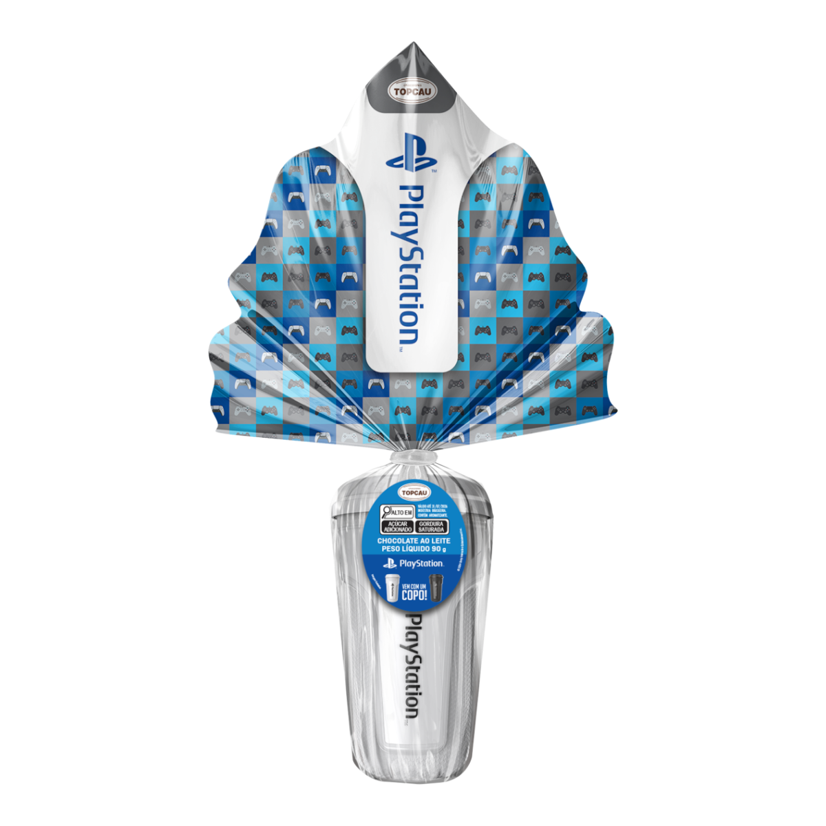Ovo de P&aacute;scoa ao Leite PlayStation Topcau 90g - Vem com 01 Garrafa