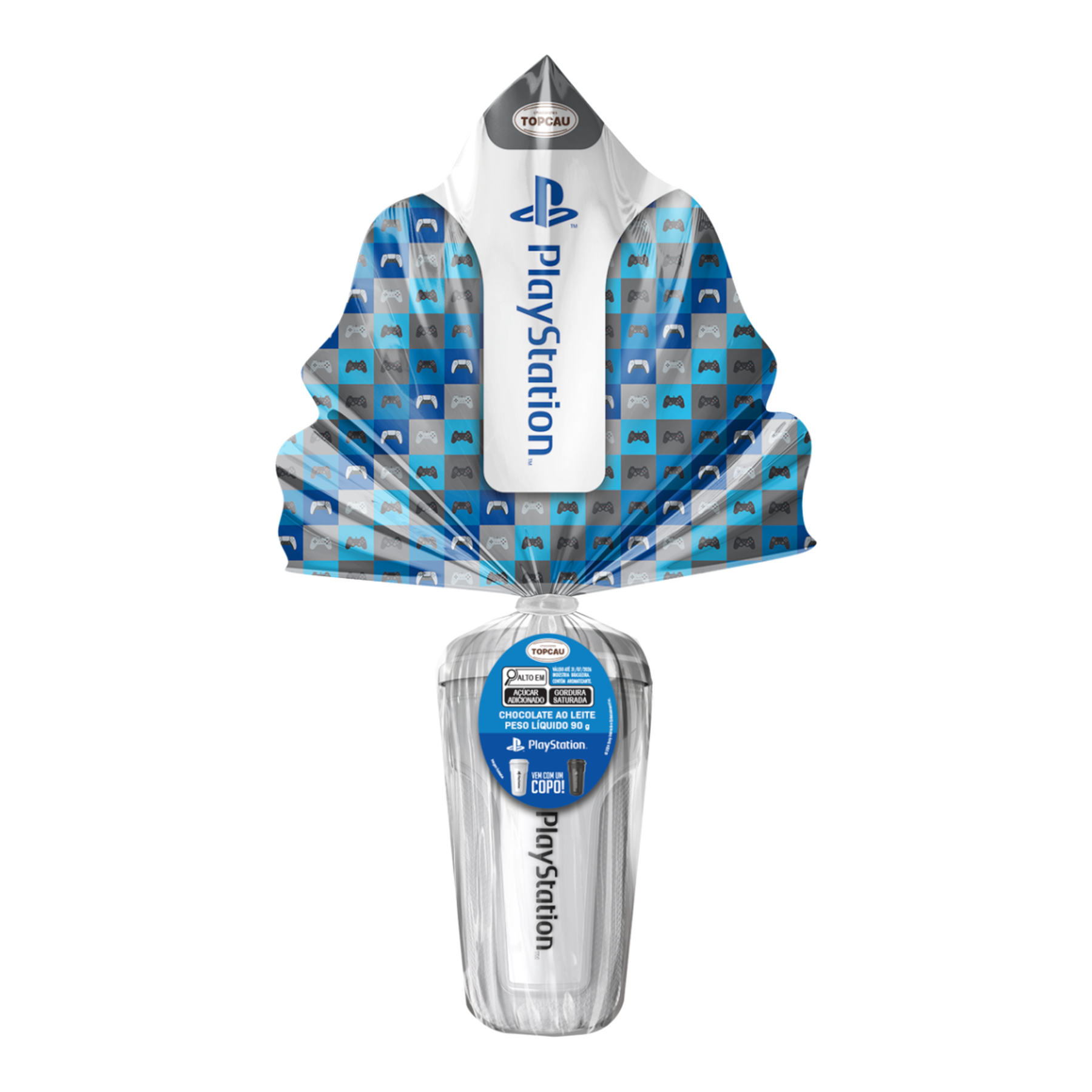 Ovo de P&aacute;scoa ao Leite PlayStation Topcau 90g - Vem com 01 Garrafa