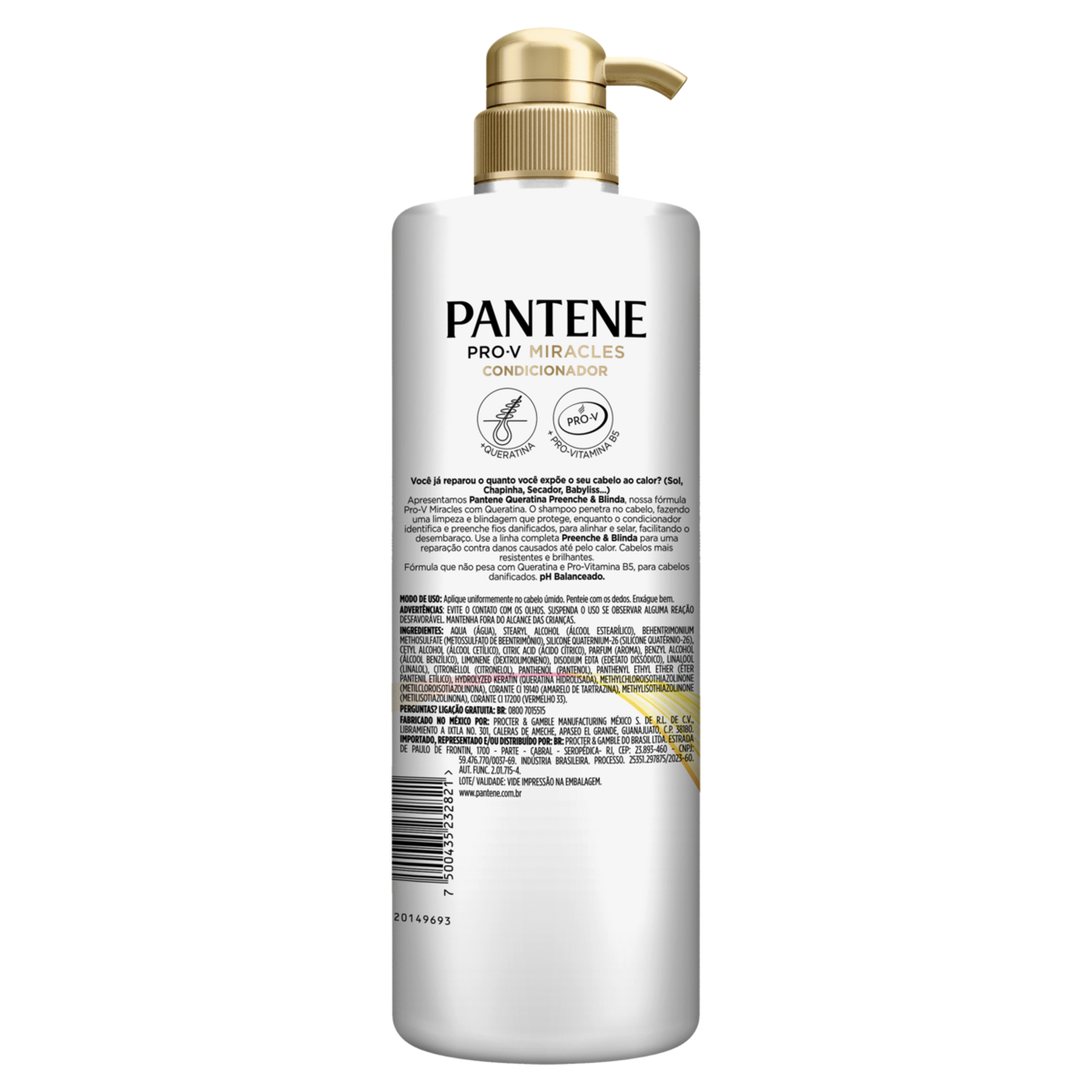 Condicionador Queratina Preenche e Blinda Pantene Frasco 510ml Pump