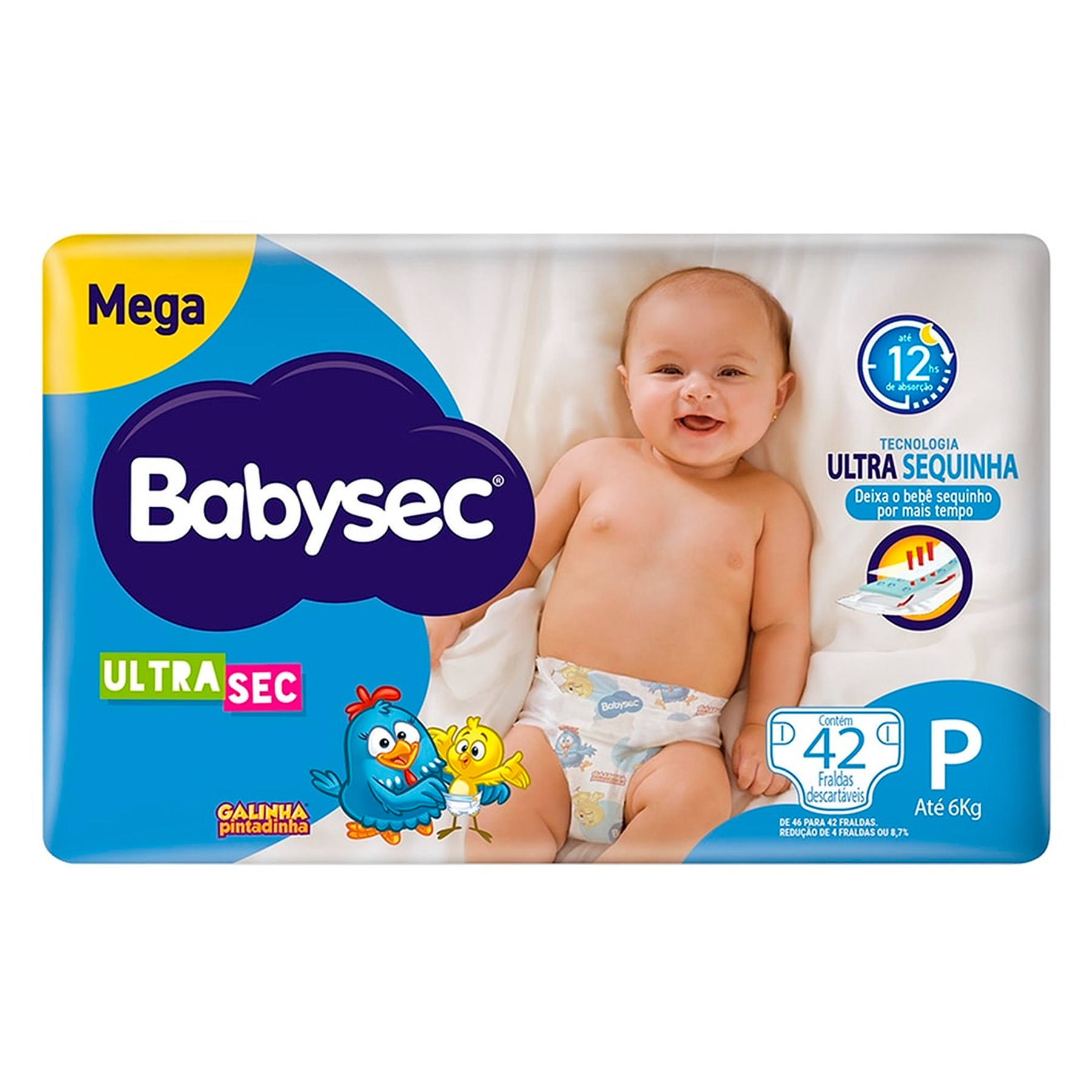 Fralda Descart&aacute;vel Babysec Mega Ultrasec P Pacote 42 Unidades
