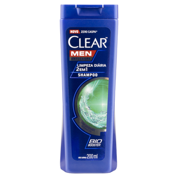 Shampoo 2 em 1 Anticaspa Clear Men Limpeza Diária  Frasco 200ml