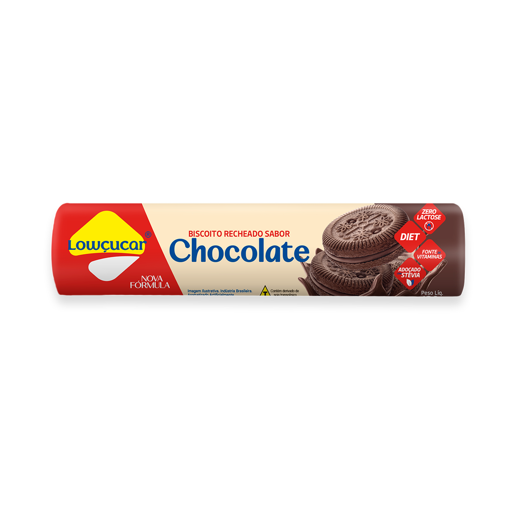 Biscoito Recheio Chocolate Zero Lactose Zero Açúcar Lowçucar Pacote 120g