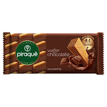 Biscoito Wafer Recheio Chocolate Piraquê Pacote 100g