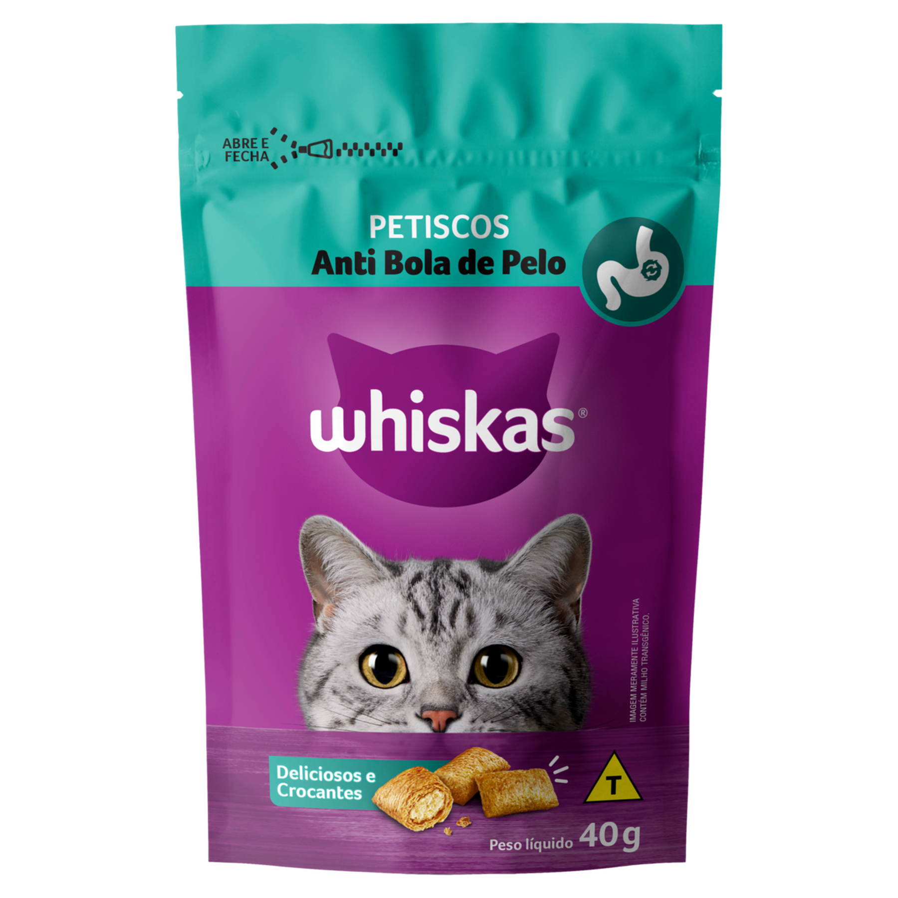 Petiscos para Gatos Anti Bola de Pelo Whiskas Pouch 40g