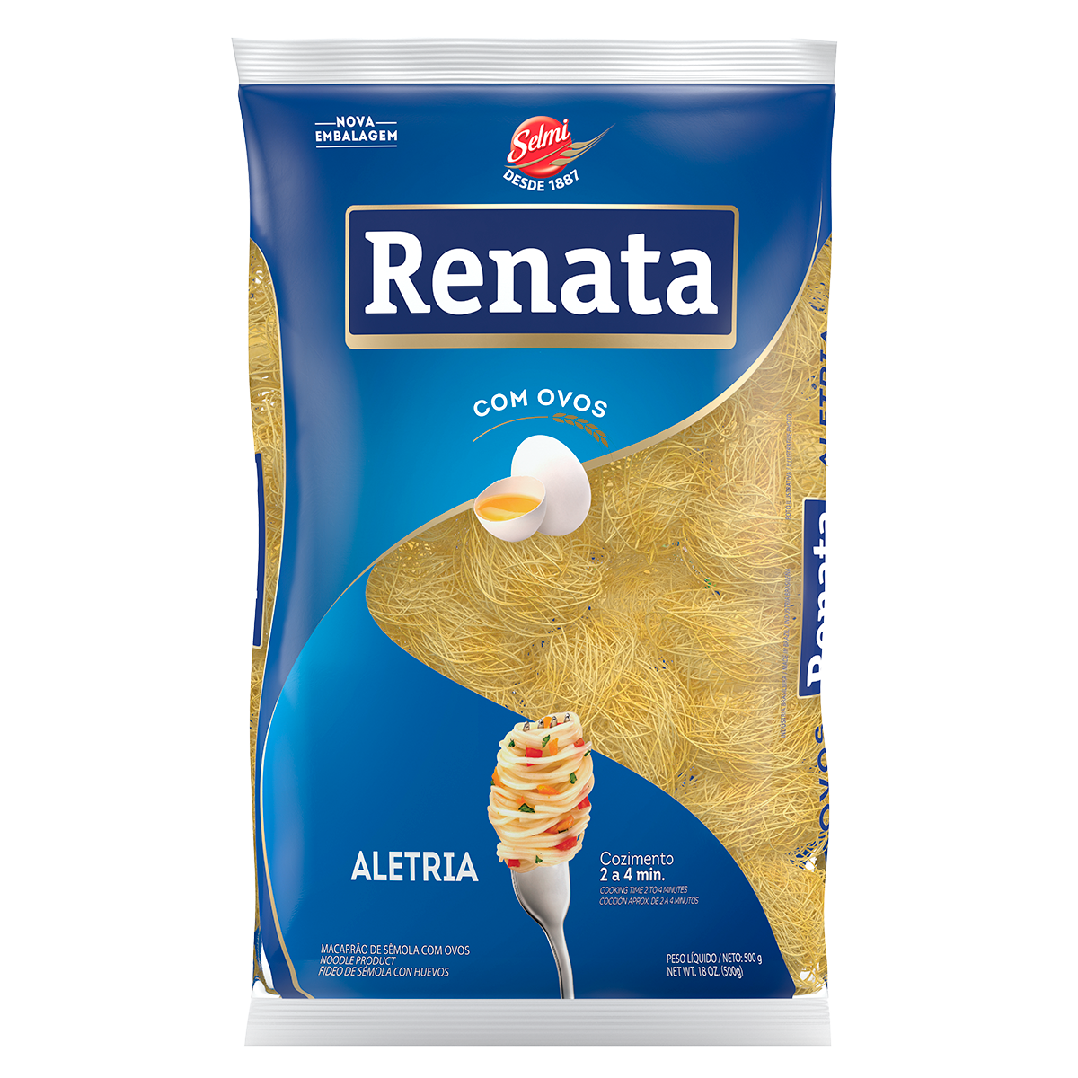 Macarr&atilde;o de S&ecirc;mola com Ovos Aletria Renata Pacote 500g