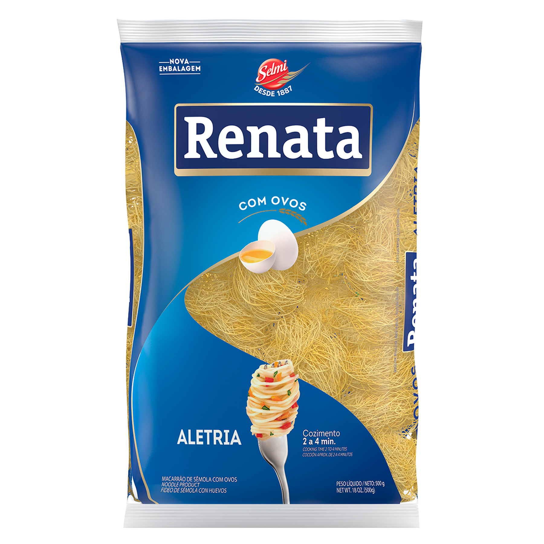 Macarr&atilde;o de S&ecirc;mola com Ovos Aletria Renata Pacote 500g