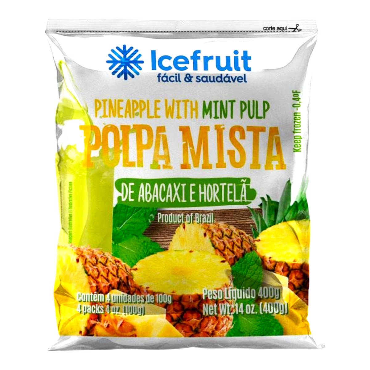 Polpa de Abacaxi com Hortel&atilde; Congelada Icefruit 400g