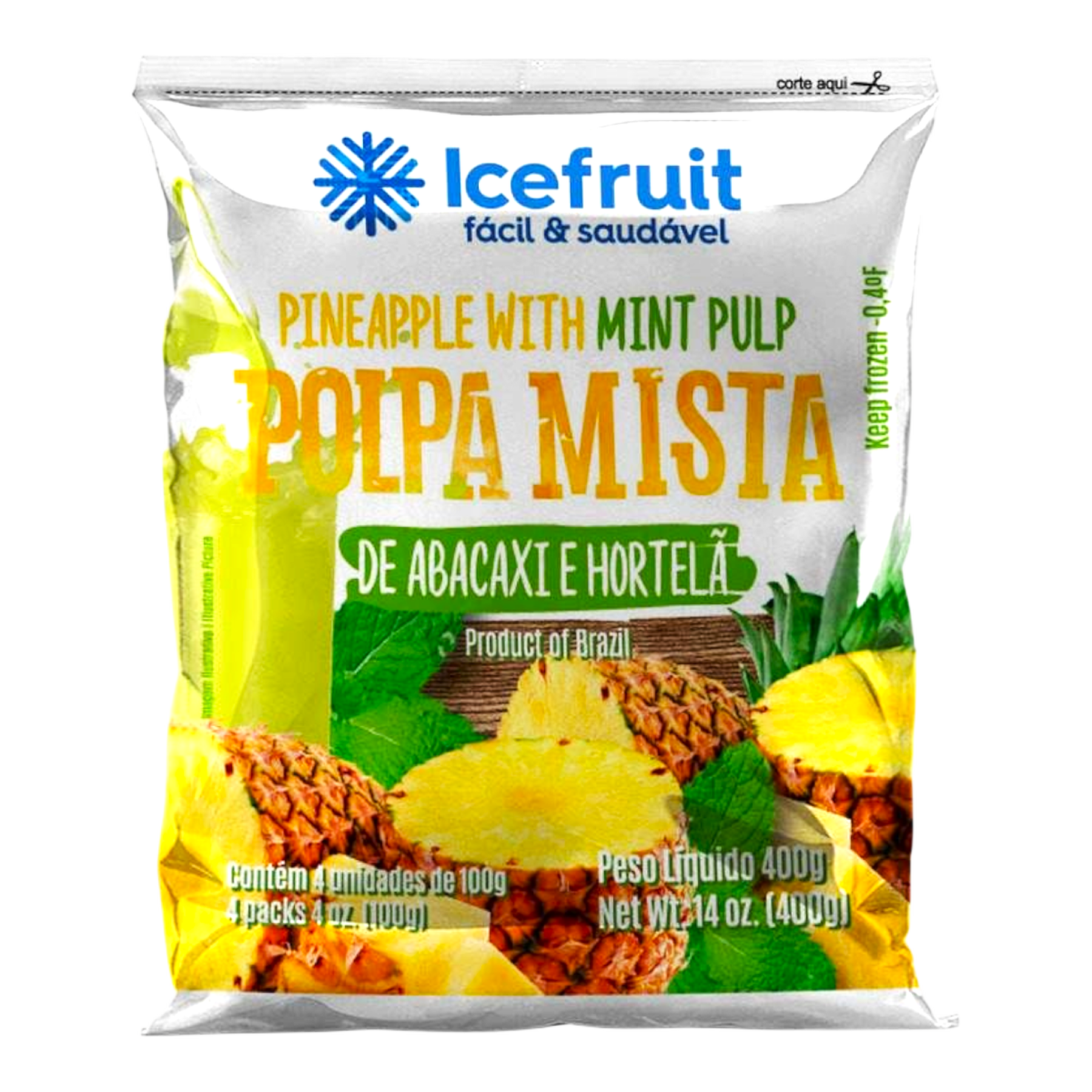 Polpa de Abacaxi com Hortelã Congelada Icefruit 400g