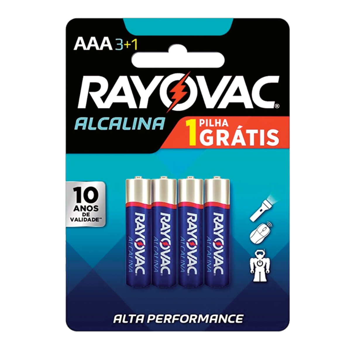 Pilha Alcalina AAA Rayovac C/4 Unidades