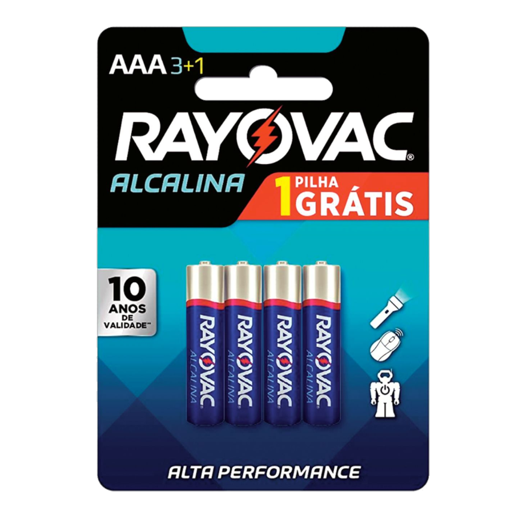 Pilha Alcalina AAA Rayovac C/4 Unidades