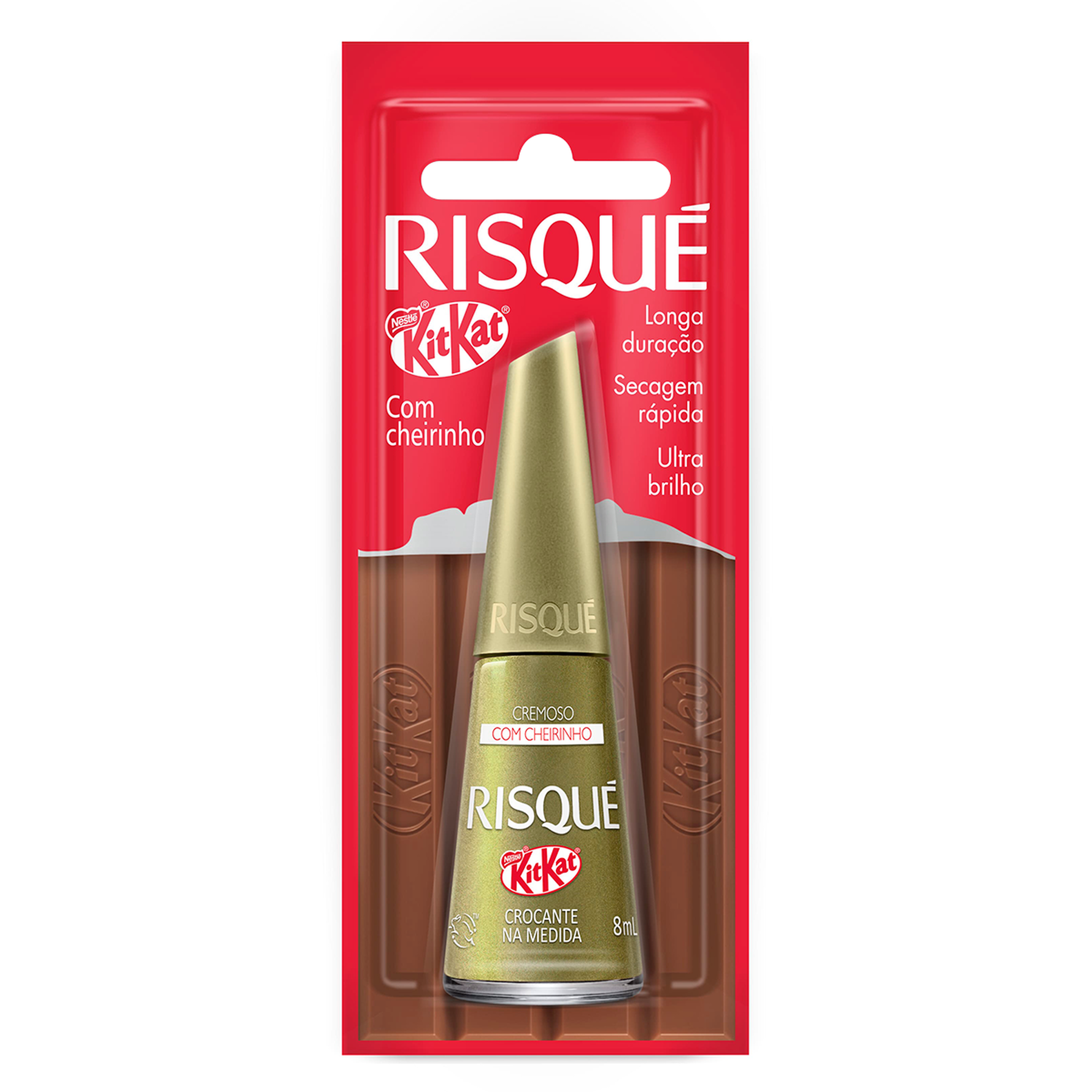 Esmalte Risqu&eacute; Kitkat Cremoso Crocante na Medida Frasco 8ml