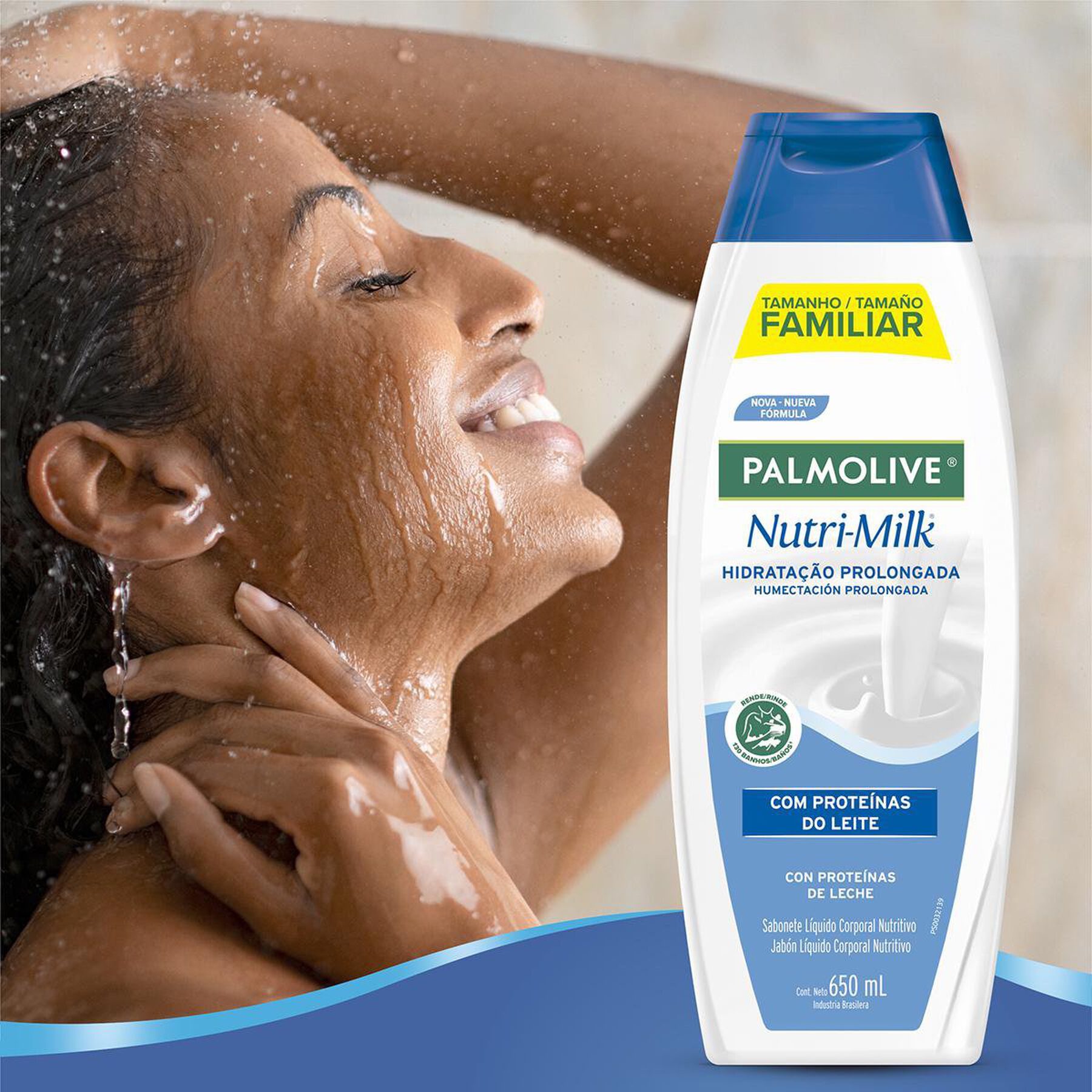 Sabonete L&iacute;quido Hidrata&ccedil;&atilde;o Prolongada Nutri-Milk Palmolive Frasco 650ml - Embalagem Tamanho Fam&iacute;lia