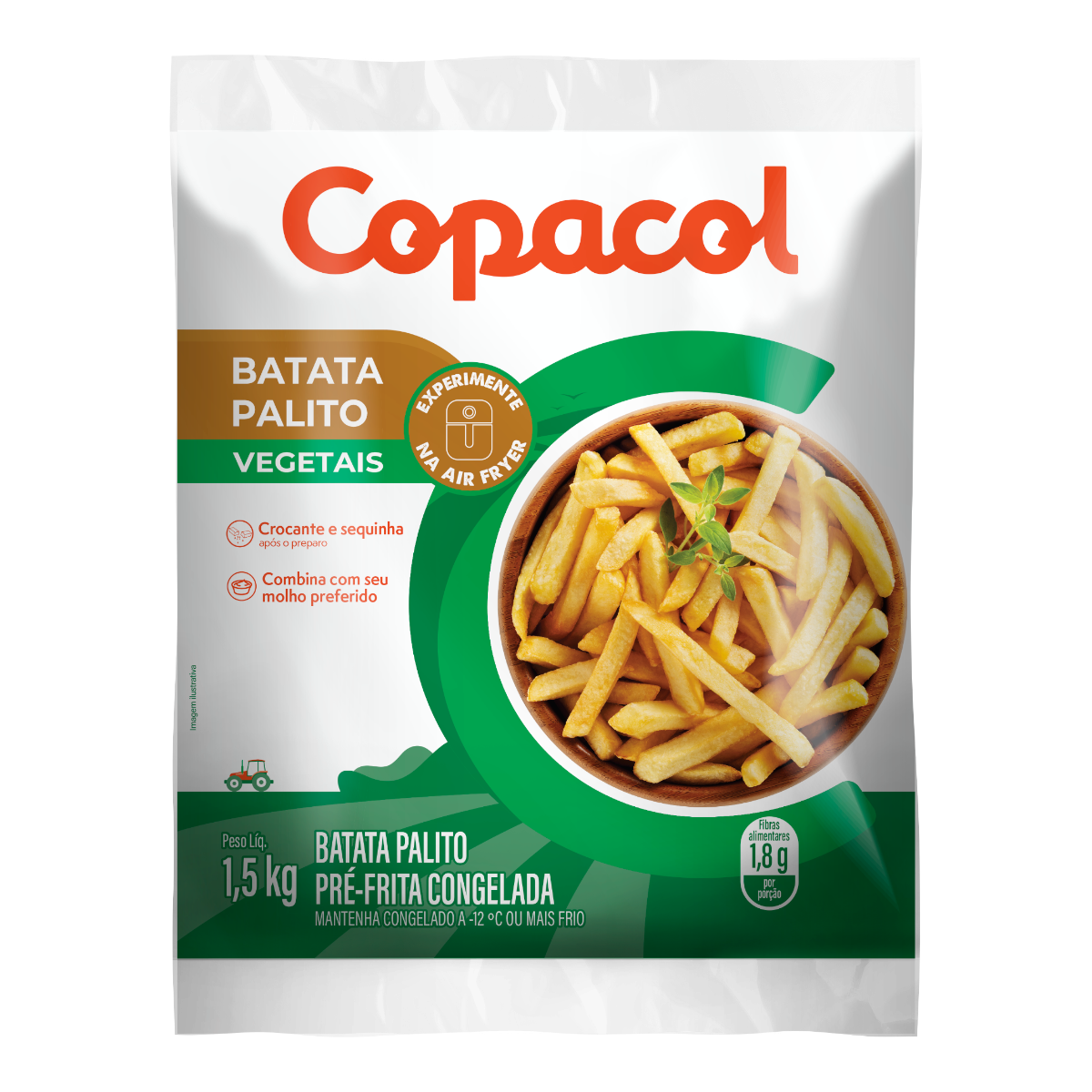 Batata Palito Pr&eacute;-Frita Congelada Tradicional Copacol Pacote 1,5kg