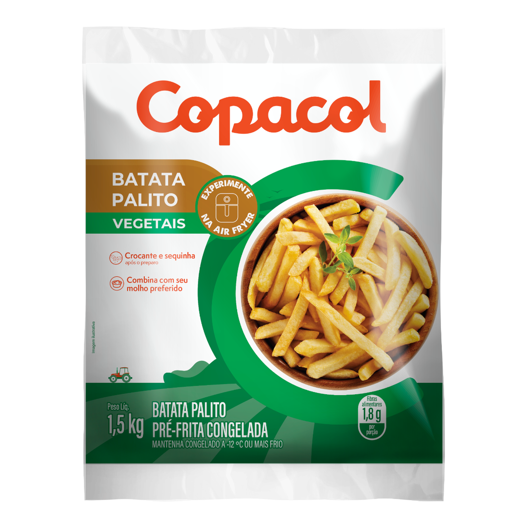 Batata Palito Pr&eacute;-Frita Congelada Tradicional Copacol Pacote 1,5kg