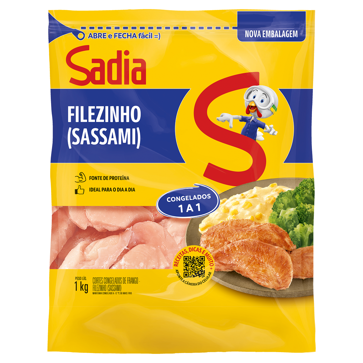 Filezinho de Frango Sassami Congelado Sadia 1kg&nbsp;