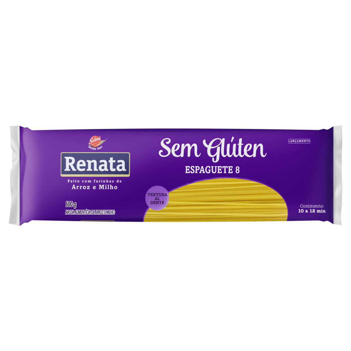 Macarr&atilde;o de Milho e Arroz Espaguete 8 sem Gl&uacute;ten Renata Pacote 500g
