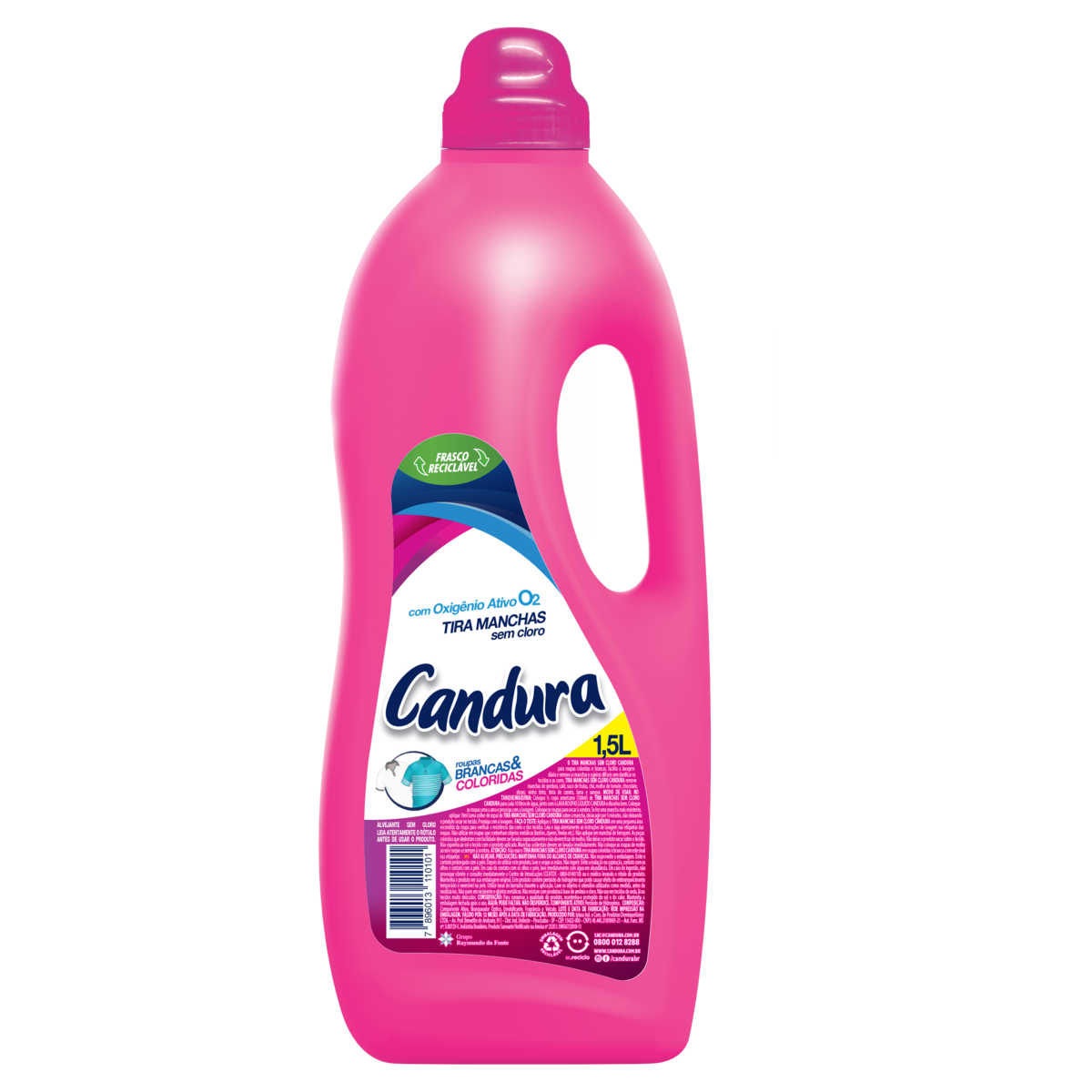 Tira Manchas L&iacute;quido Roupas Brancas e Coloridas Candura Frasco 1,5l