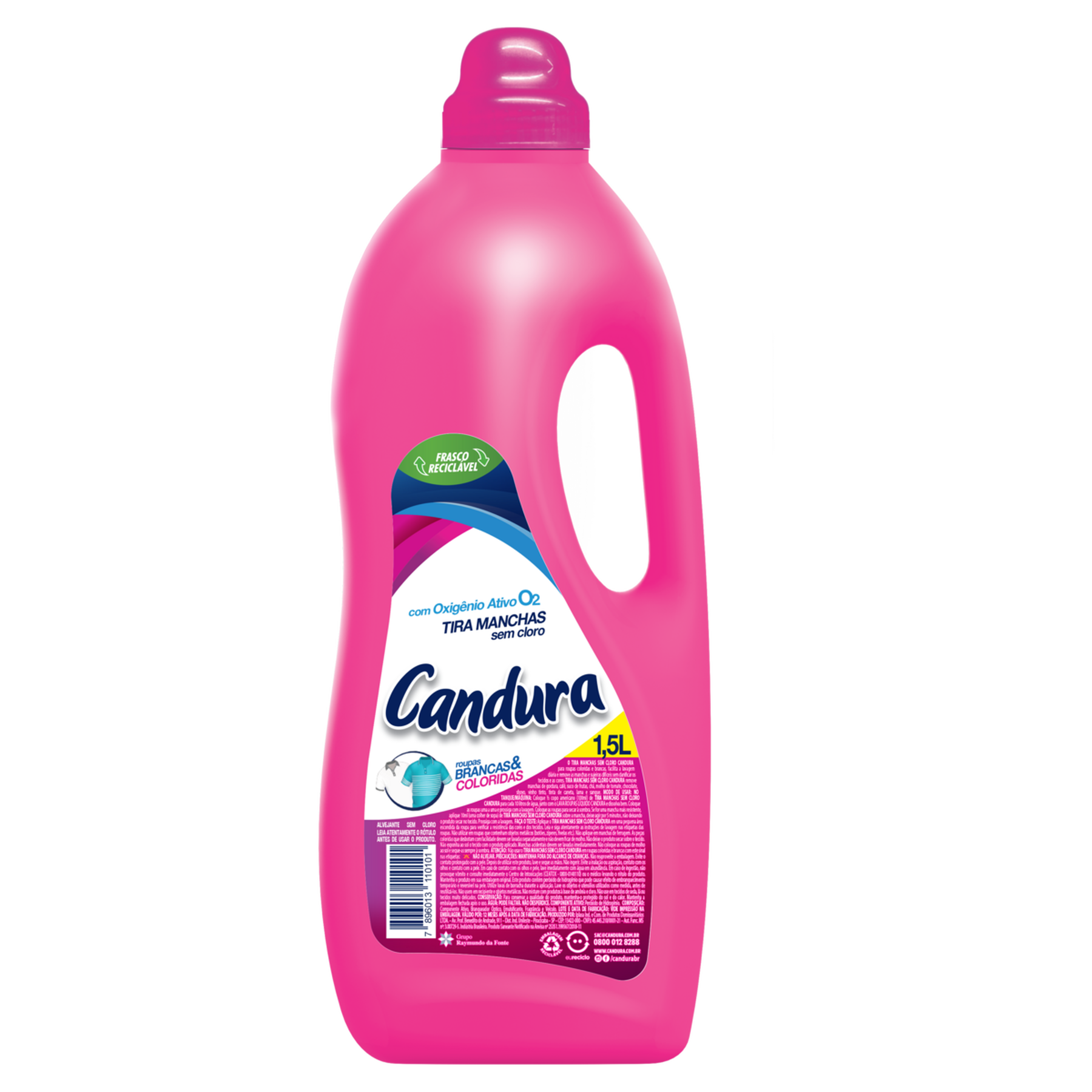 Tira Manchas L&iacute;quido Roupas Brancas e Coloridas Candura Frasco 1,5l