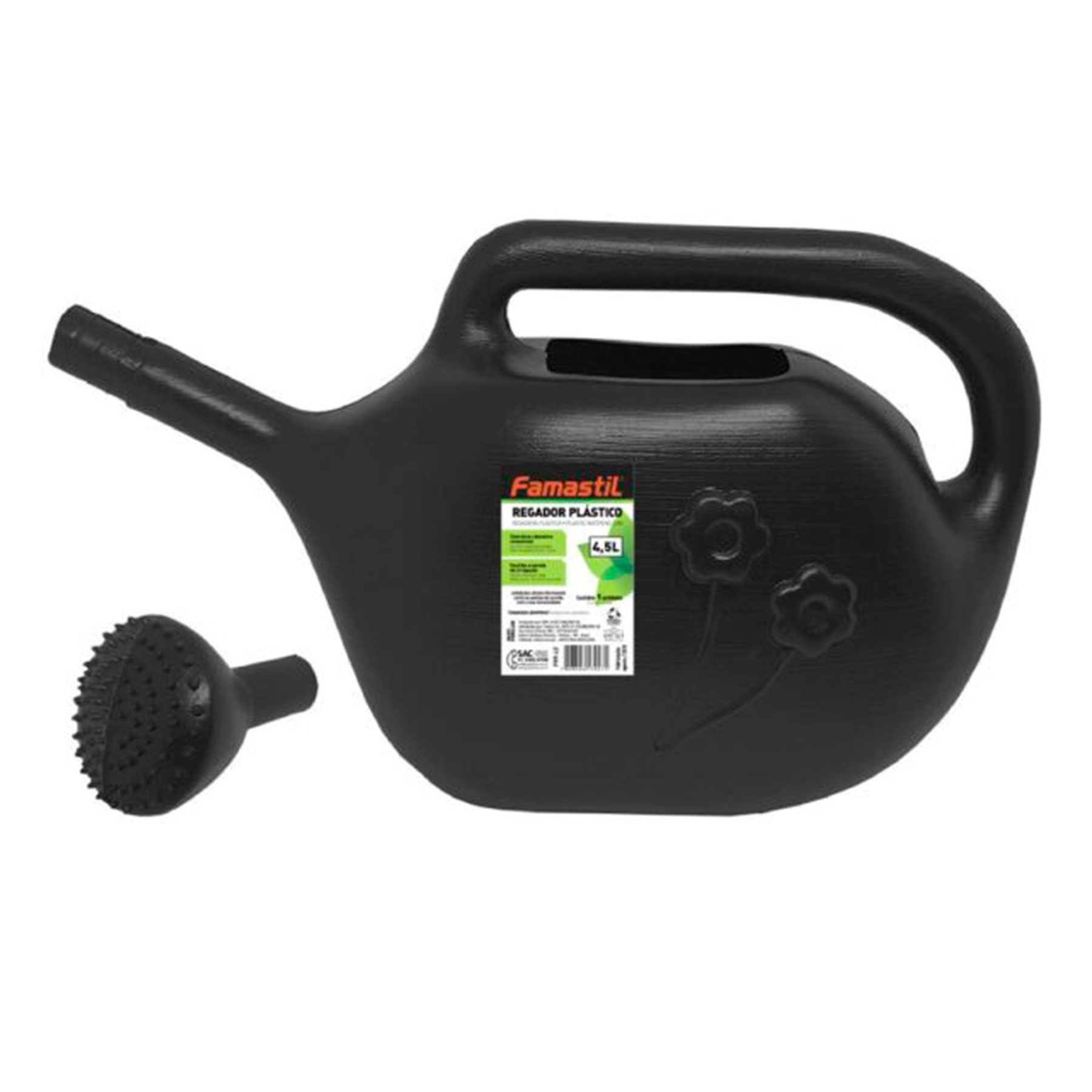 Regador Pl&aacute;stico Preto Famastil 4,5l