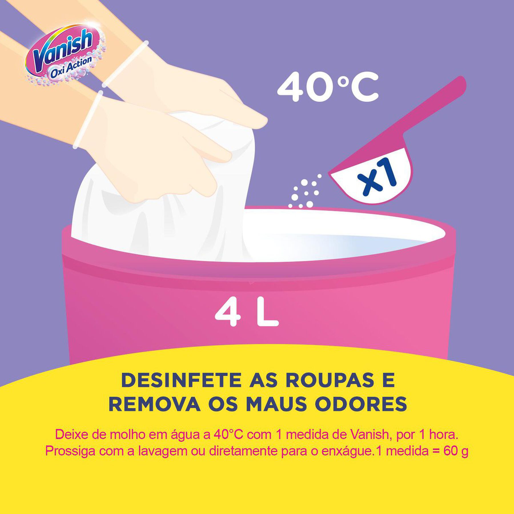 Tira-Manchas em Pó Roupas Brancas Crystal White Vanish Oxi Action Pote 450g