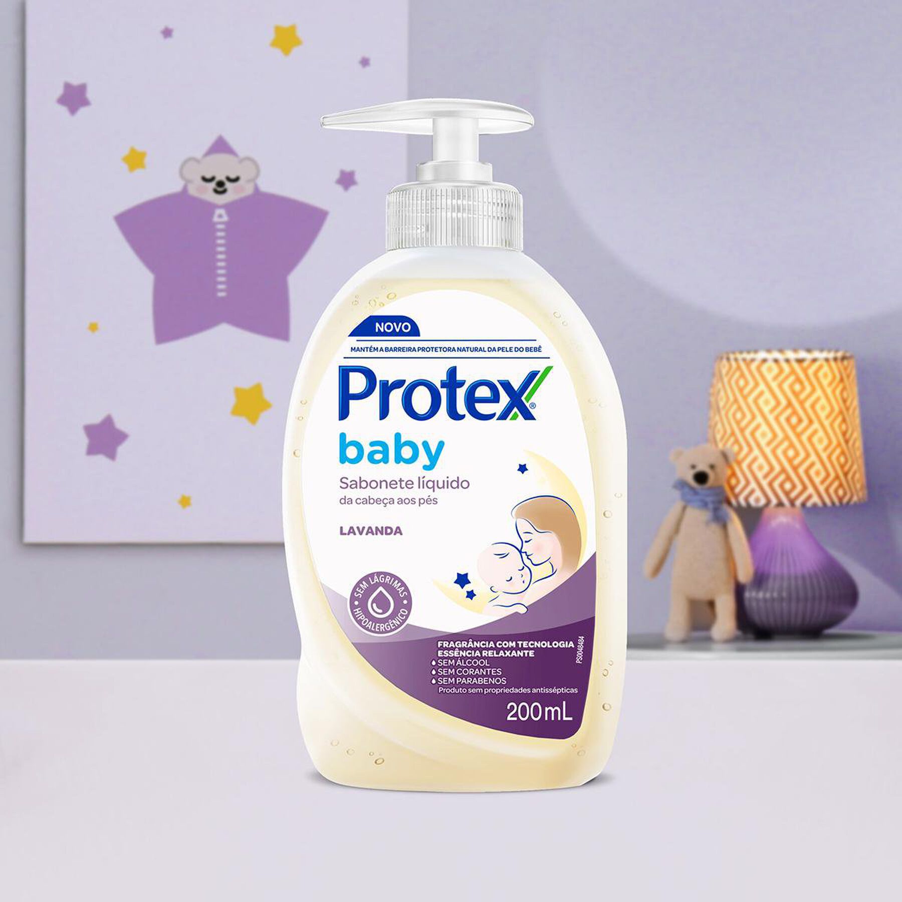 Sabonete Líquido da Cabeça aos Pés Lavanda Protex Baby Frasco 200ml