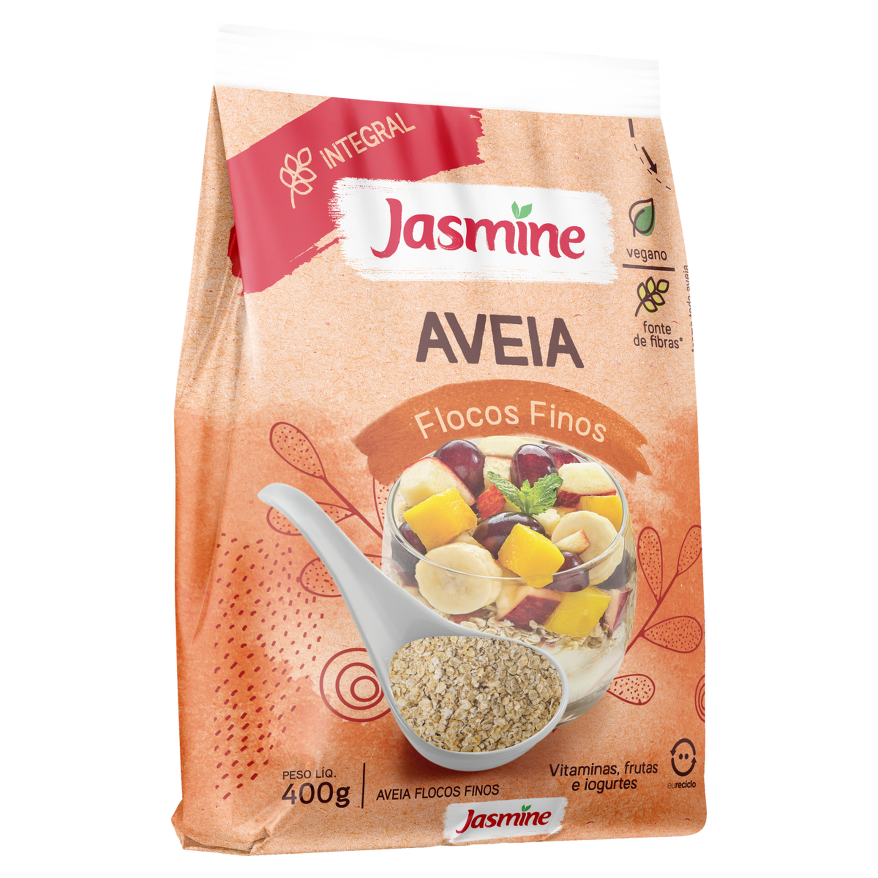 Aveia em Flocos Finos Integral Jasmine Pacote 400g
