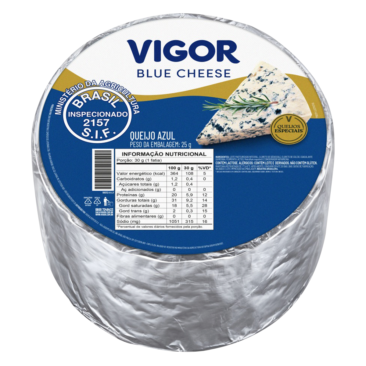 Queijo Blue Cheese Vigor Peda&ccedil;o aprox. 180g