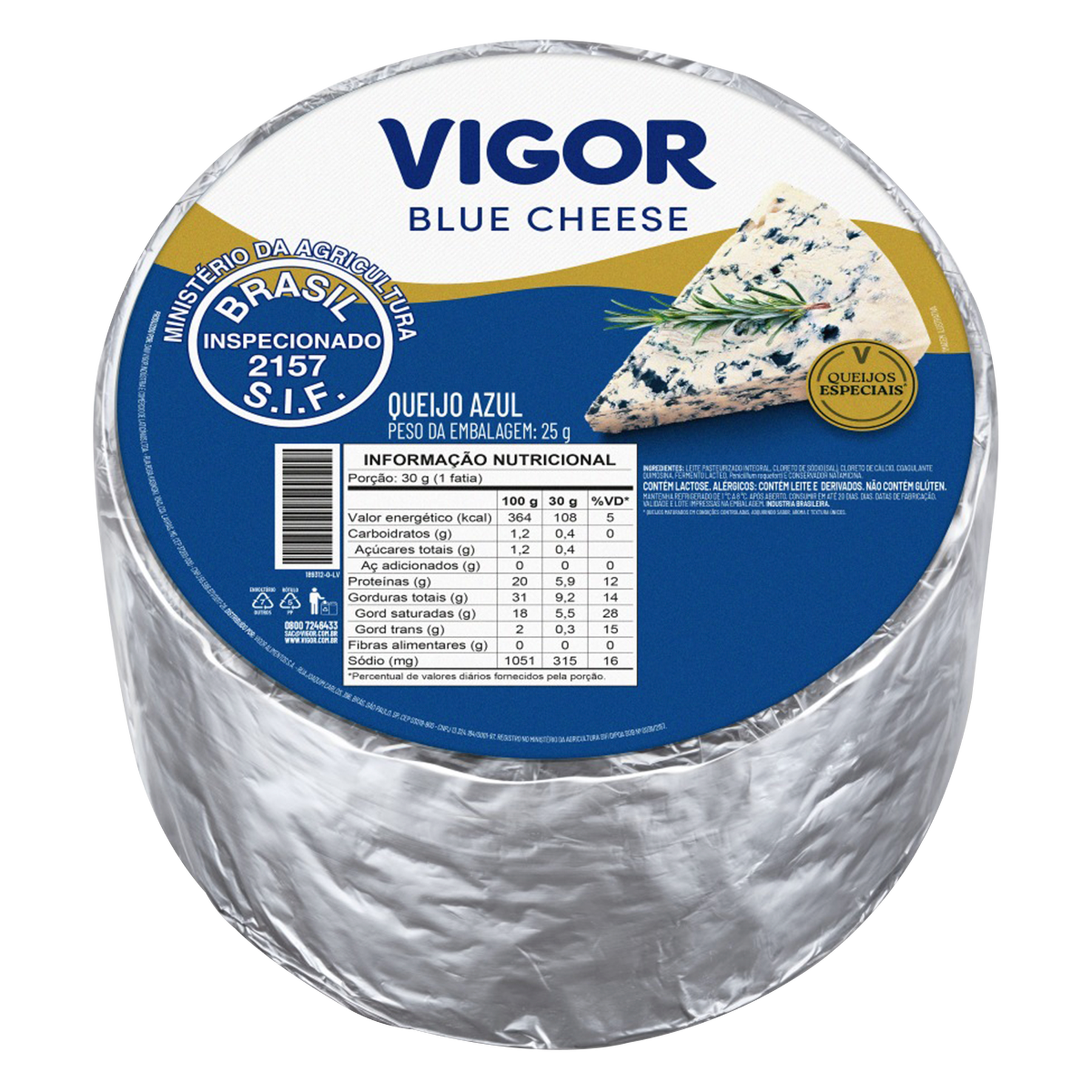 Queijo Blue Cheese Vigor Peda&ccedil;o aprox. 180g