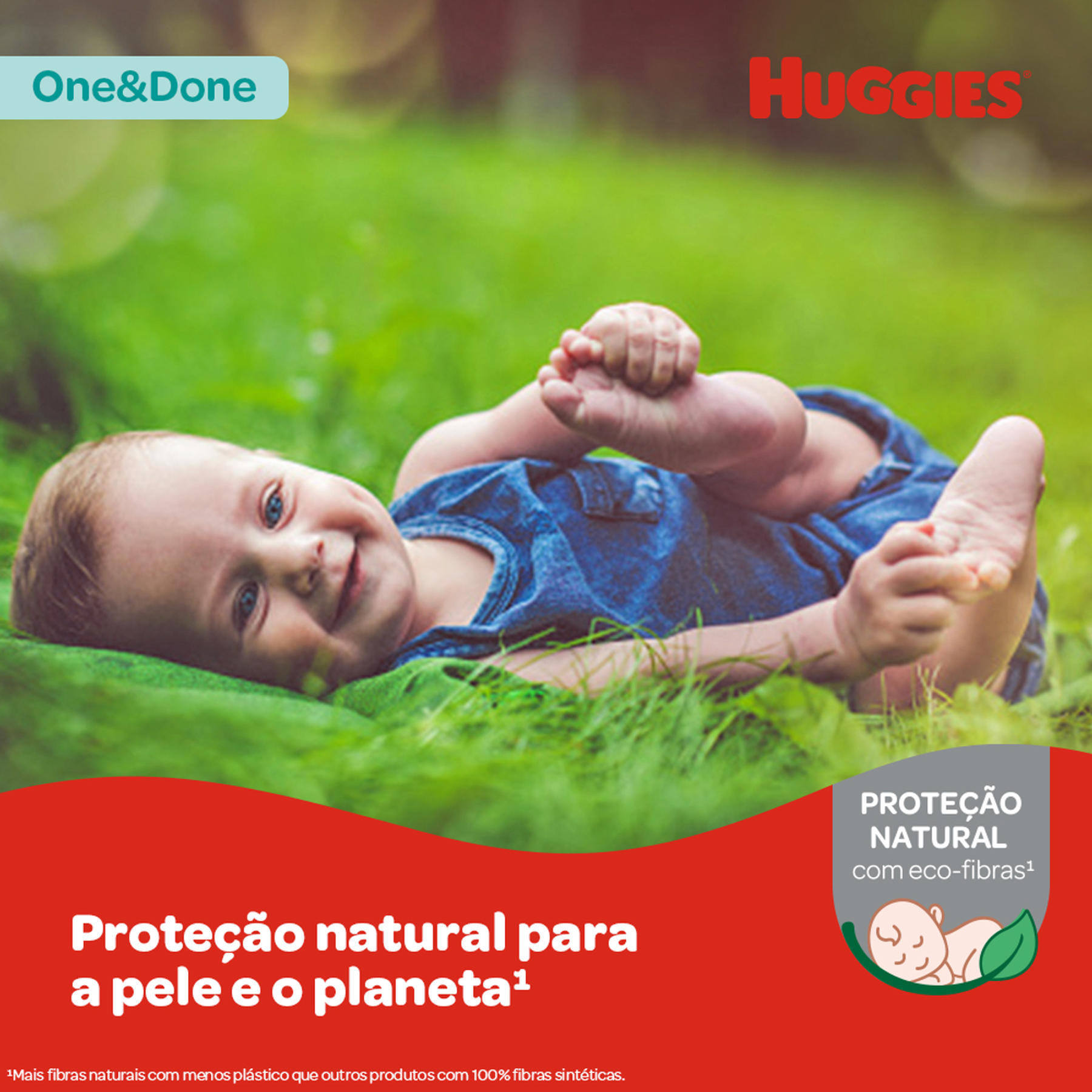 Toalha Umedecida Suave Huggies One&Done 19.3cm x 15.7cm Pacote 48 Unidades