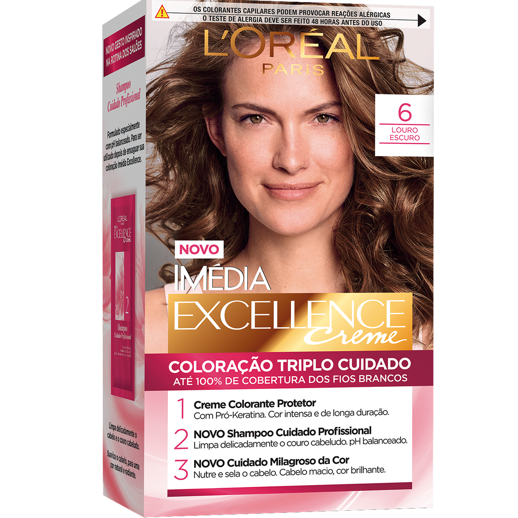 Kit Colora&ccedil;&atilde;o Creme 6 Louro Escuro L'or&eacute;al Paris Im&eacute;dia Excellence