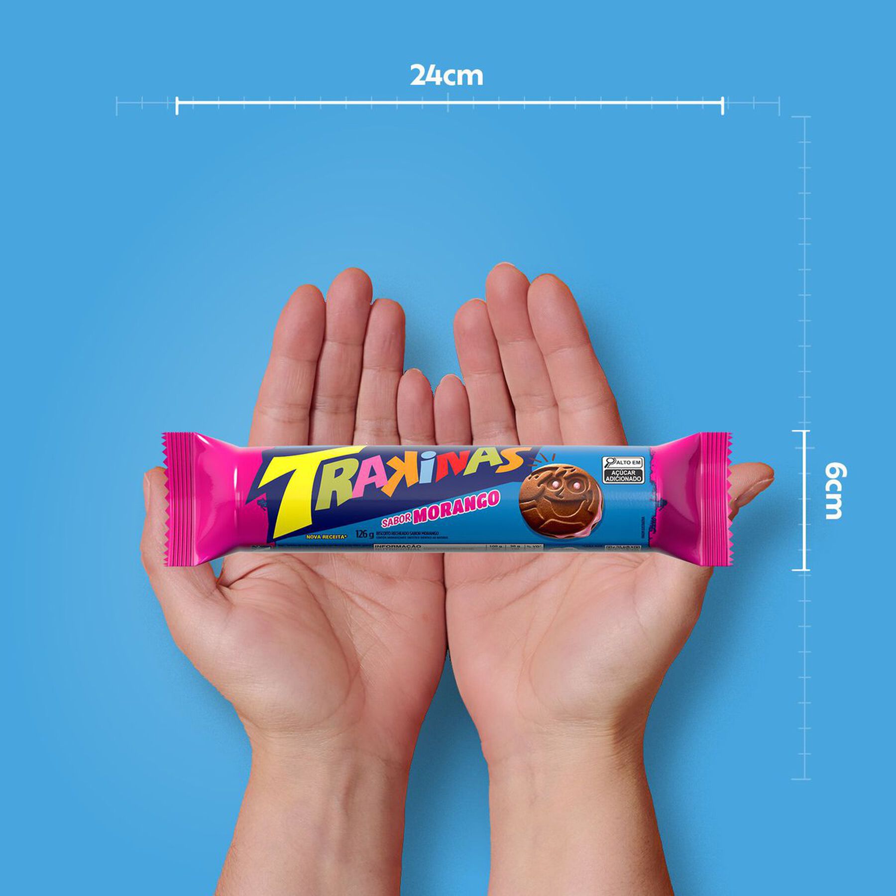 Biscoito Recheio Morango Trakinas Pacote 126g