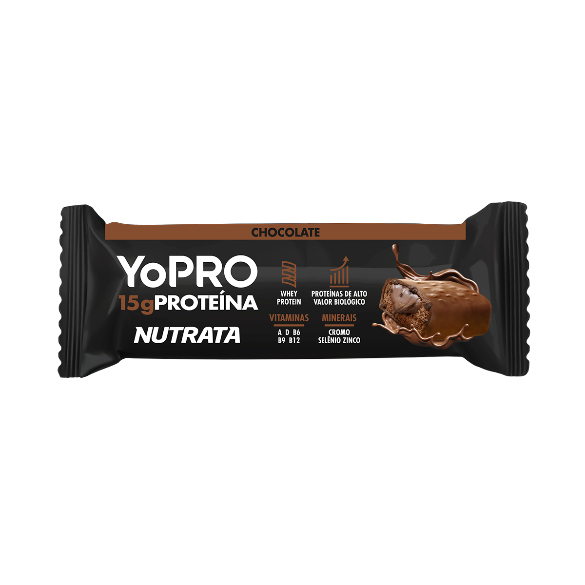 Barra de Prote&iacute;na Chocolate Yopro Nutrata Pacote 55g