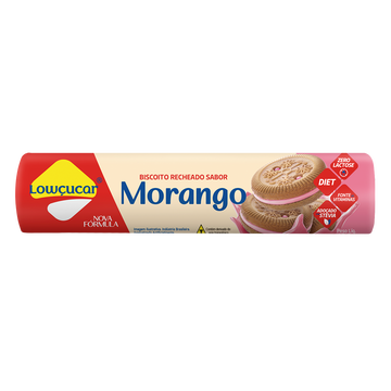 Biscoito Recheio Morango Zero Lactose Zero Açúcar Lowçucar Pacote 120g