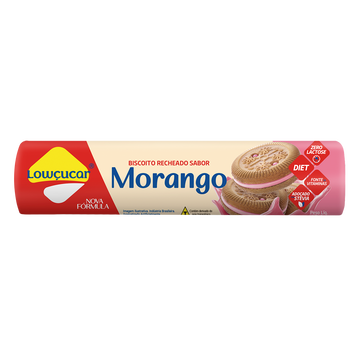 Biscoito Recheio Morango Zero Lactose Zero Açúcar Lowçucar Pacote 120g