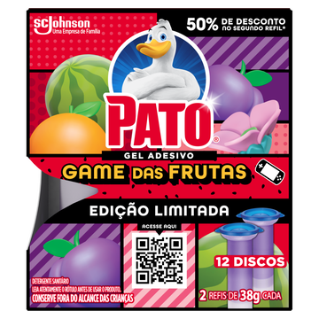 Detergente Sanitário Gel Adesivo Game das Frutas Pato 2 Unidades