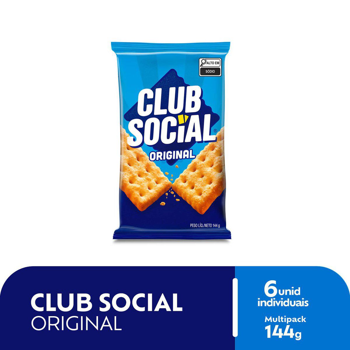 Pack Biscoito Original Club Social Pacote 144g 6 Unidades