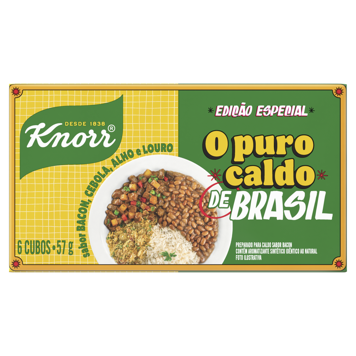 Caldo em Tablete Puro Caldo de Brasil Knorr Caixa 57g C/6 Unidades