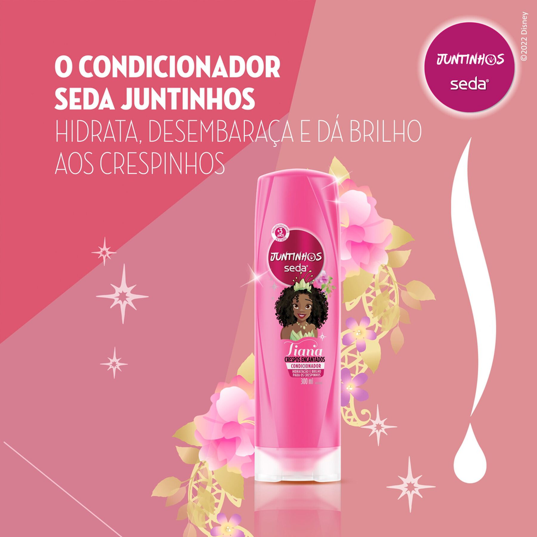 Condicionador Infantil Tiana Crespos Encantados Seda Juntinhos Frasco 300ml