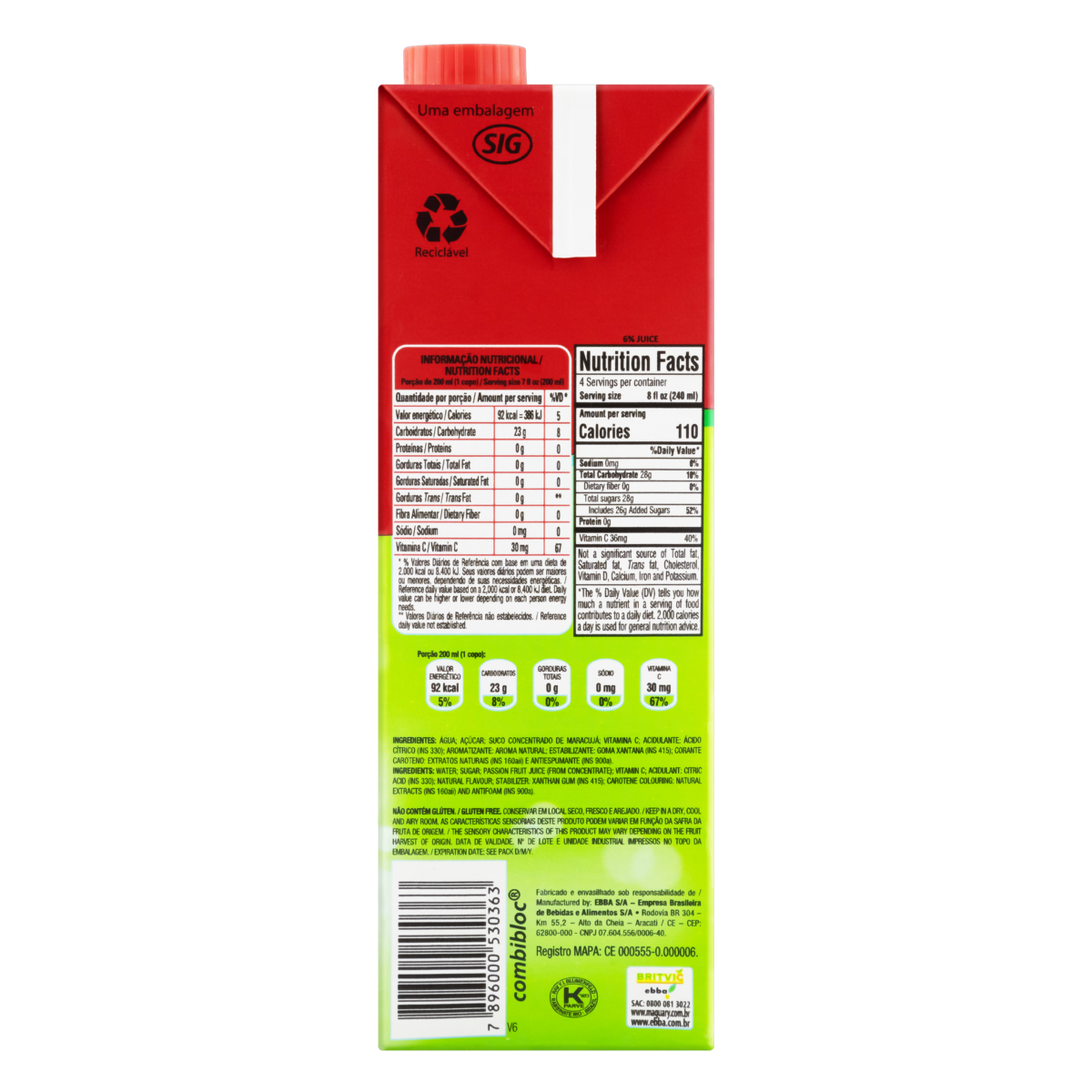 Bebida Ado&ccedil;ada Maracuj&aacute; Maguary Caixa 1l