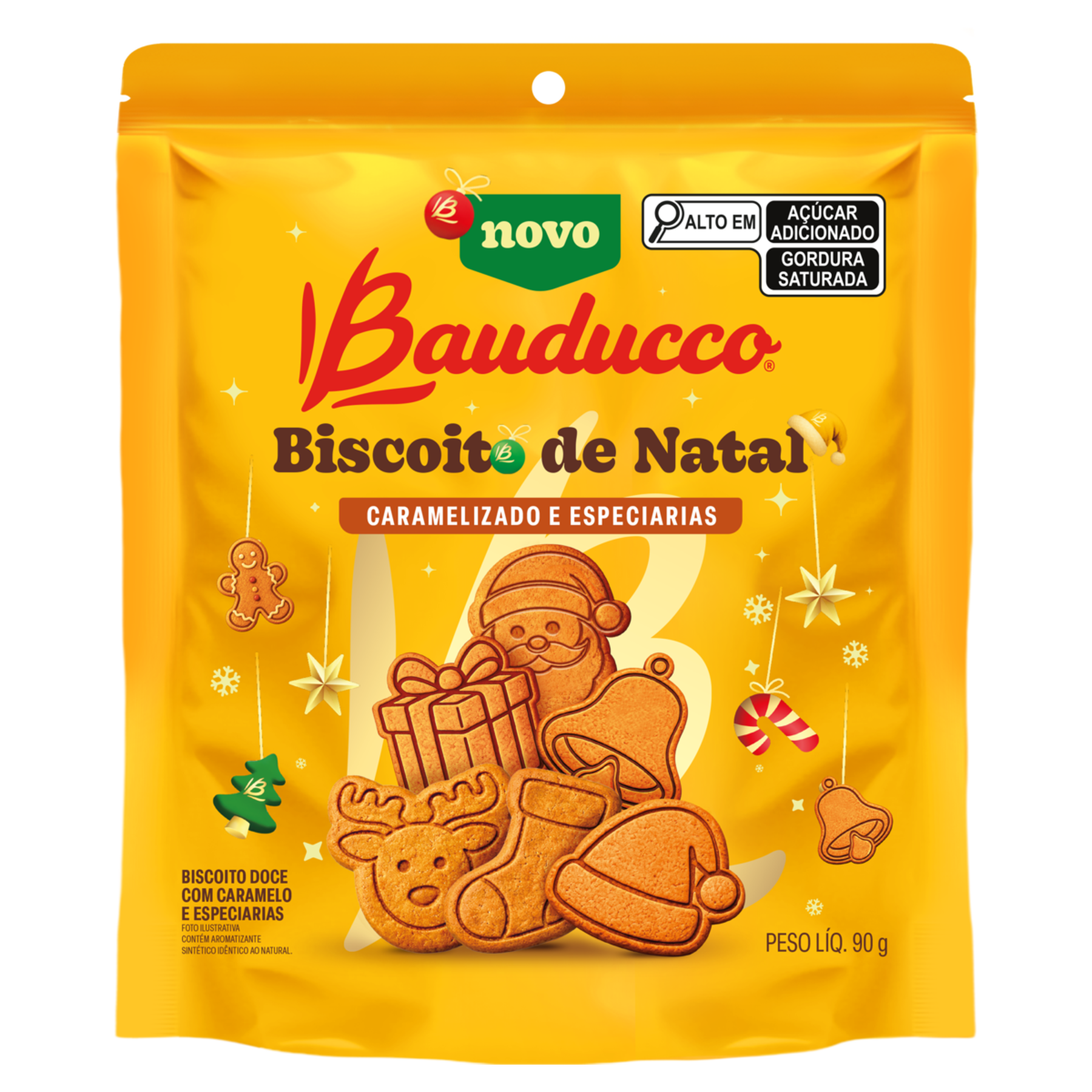 Biscoito de Natal Caramelizado e Especiarias Bauducco Sach&ecirc; 90g