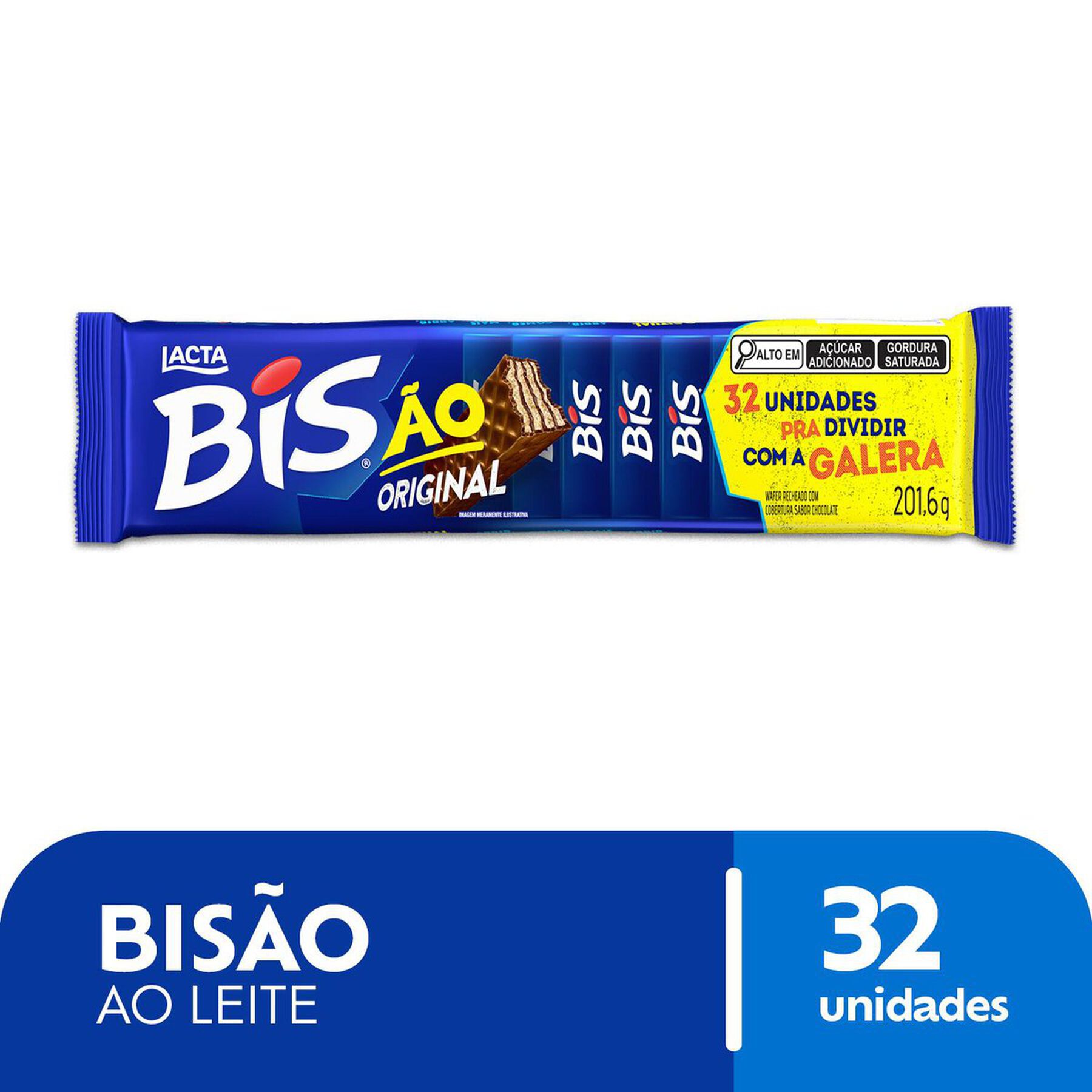 Wafer Cobertura Chocolate Bis&atilde;o Lacta Pacote 201,6g