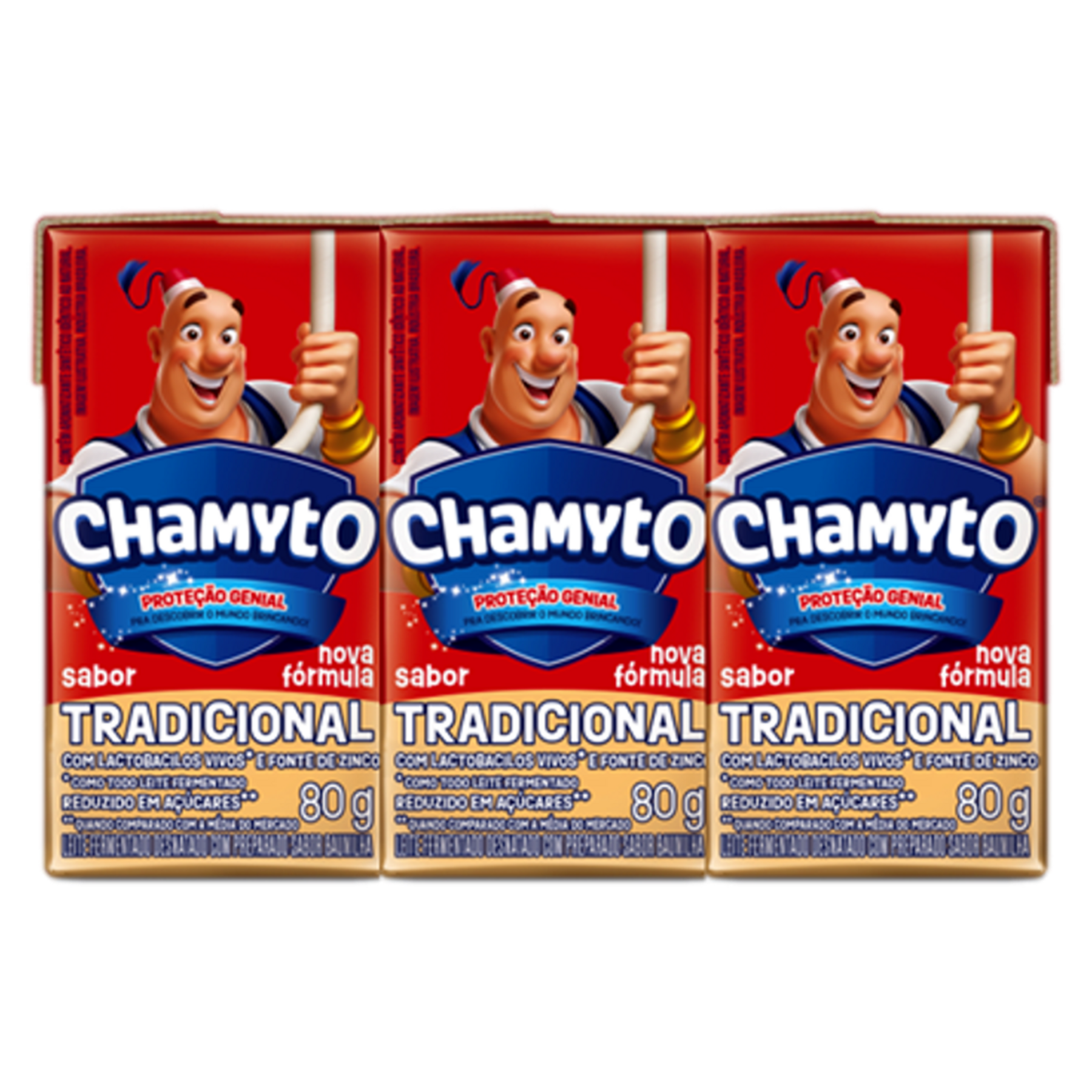 Leite Fermentado Desnatado Tradicional Chamyto 80g C/6 Unidades