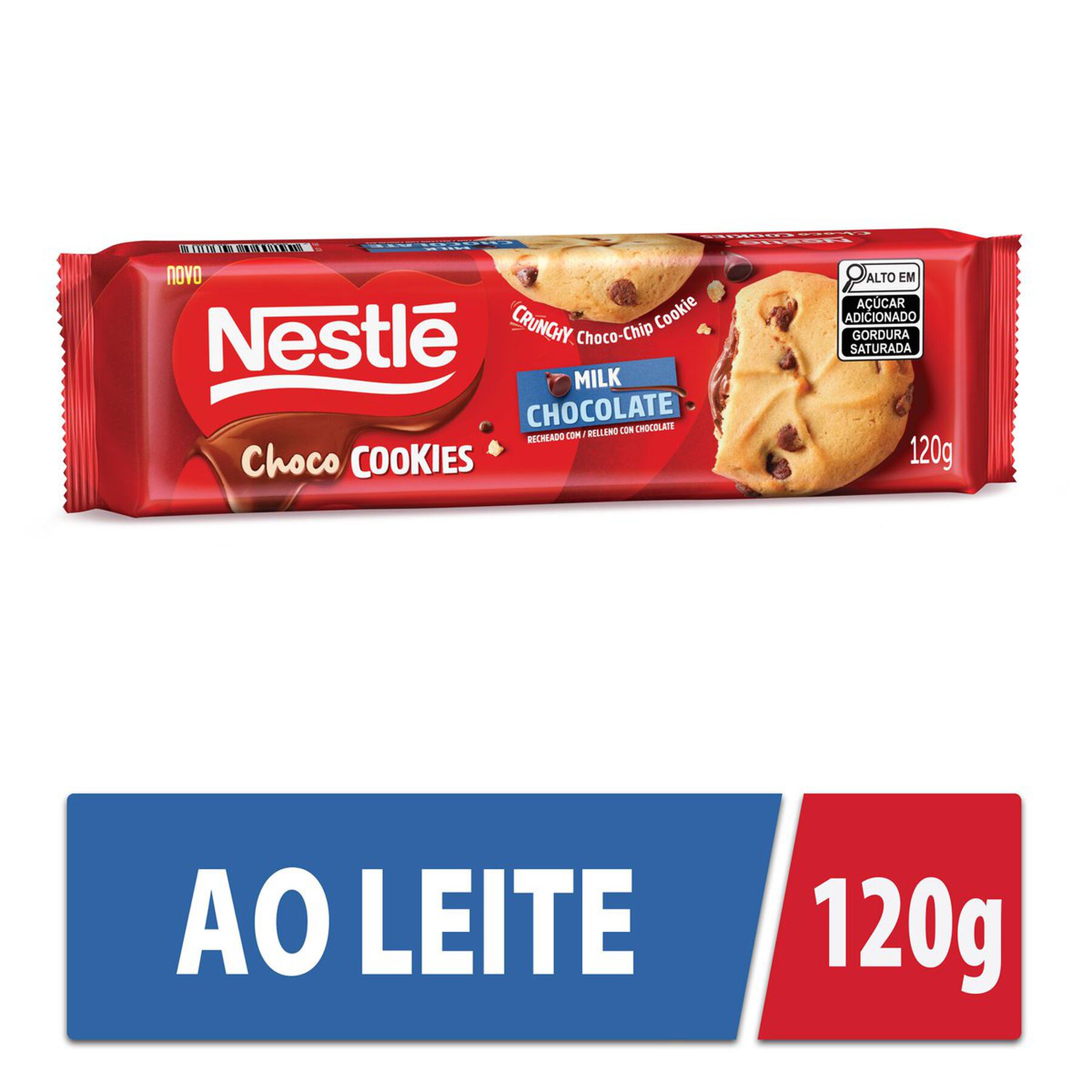 Biscoito Cookie Recheio Chocolate e Gotas Nestlé Choco Cookies Pacote 120g