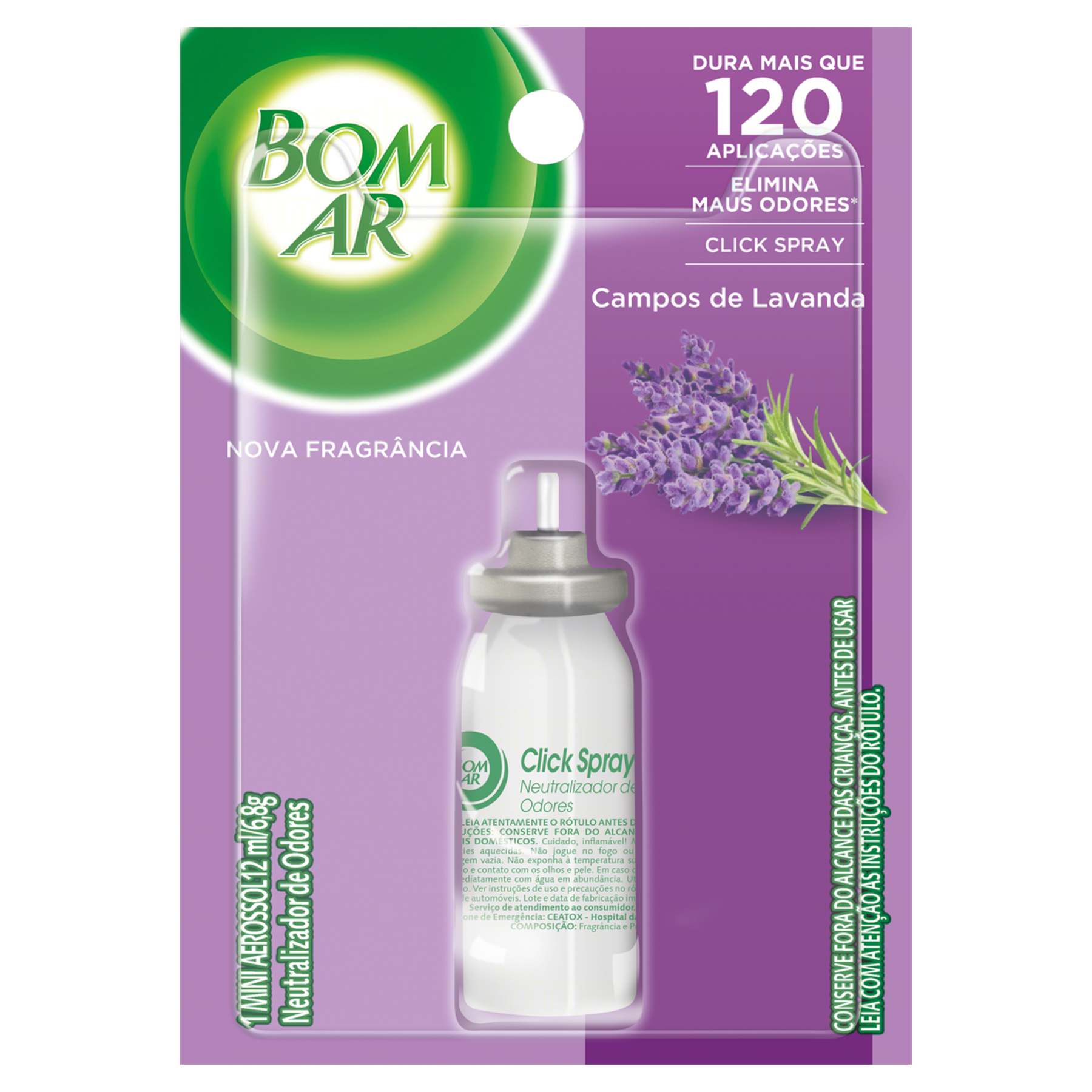 Neutralizador de Odores Campos de Lavanda Click Spray Bom Ar Blister 12ml Refil